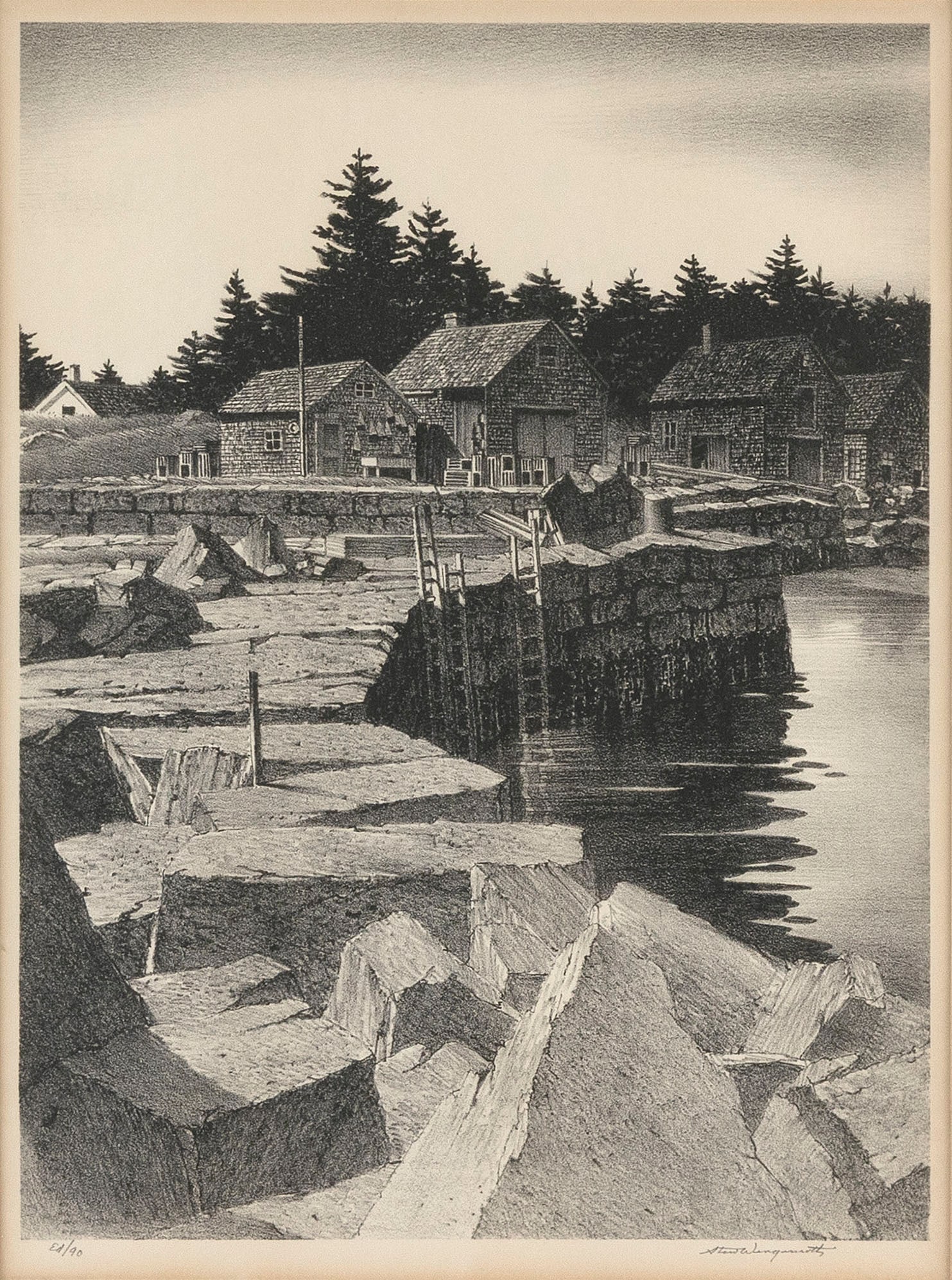 STOW WENGENROTH (New York/Massachusetts, 1906-1978), Flat Rock Cove, 1971., Lithograph on paper, 16" (1 of 3)