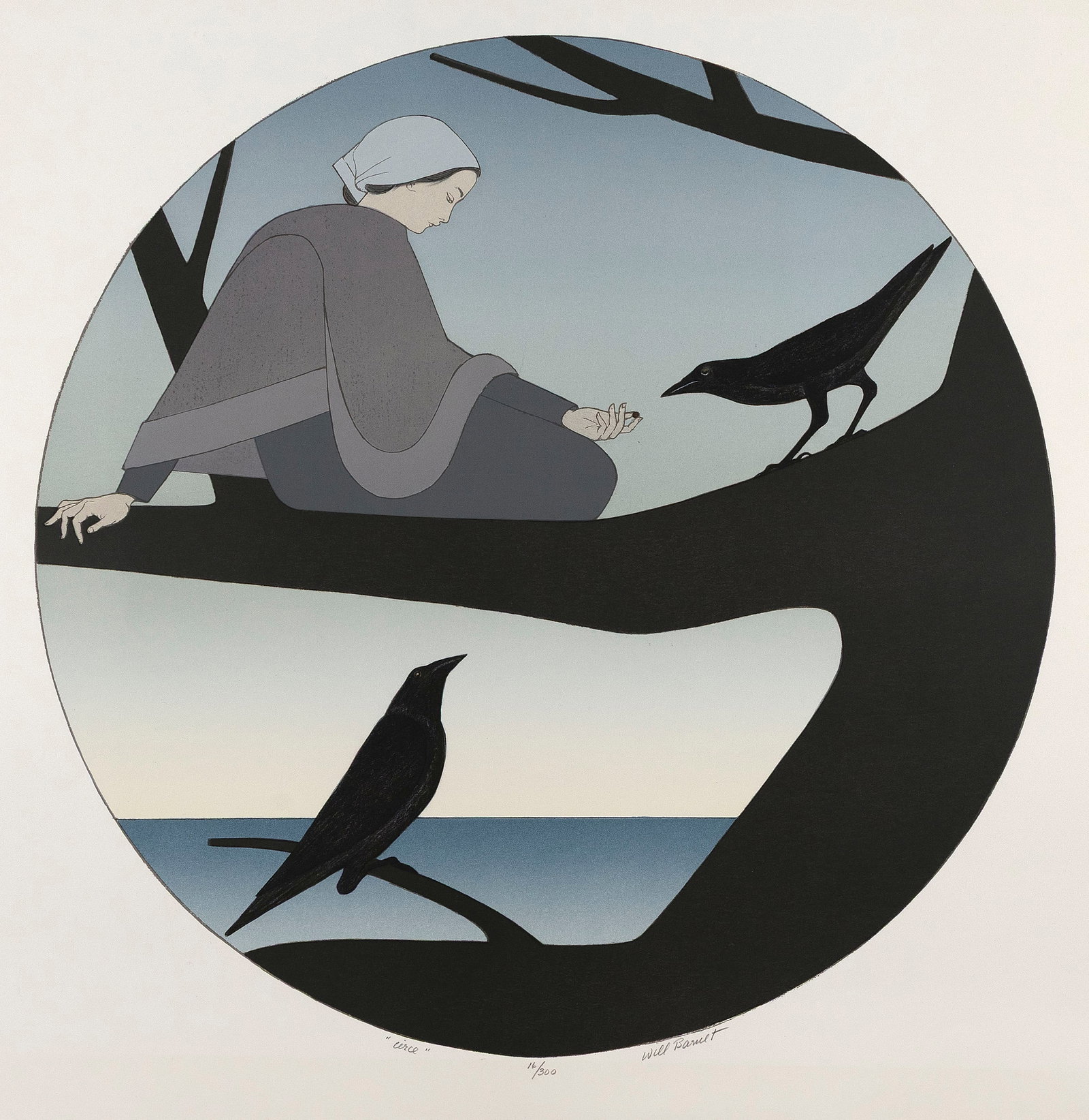 WILL BARNET (Massachusetts/New York, 1919-1992), "Circe", 1979., Color lithograph, 26.75" x 26.75". (1 of 2)