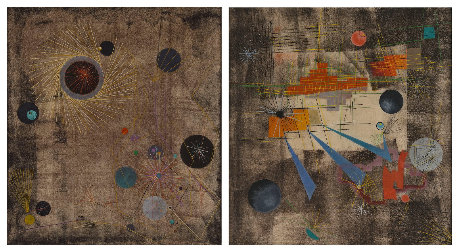 ROLPH SCARLETT (New York/California/Canada, 1889-1984), Two abstract works., Monotypes with (1 of 6)