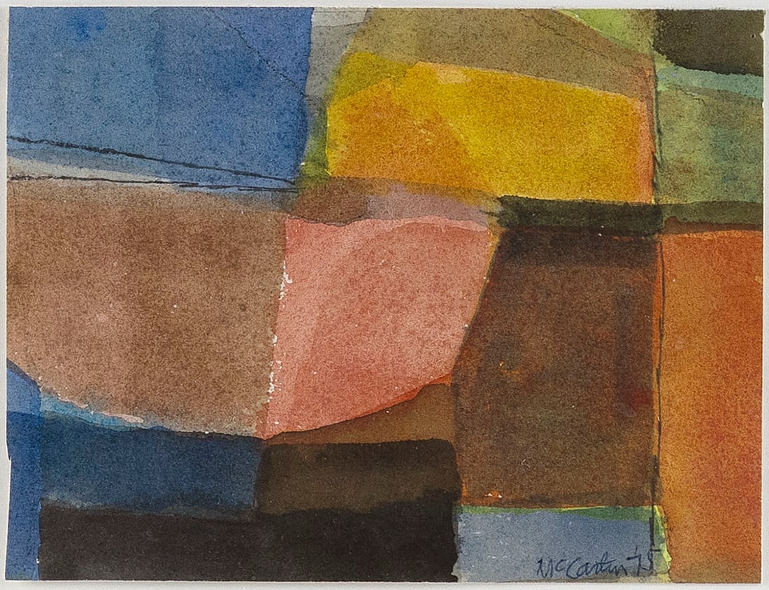 WILLIAM MCCARTIN (New York/Maine, 1905-2003), Abstraction, 1975., Watercolor on paper, 5" x 6.5". (1 of 2)