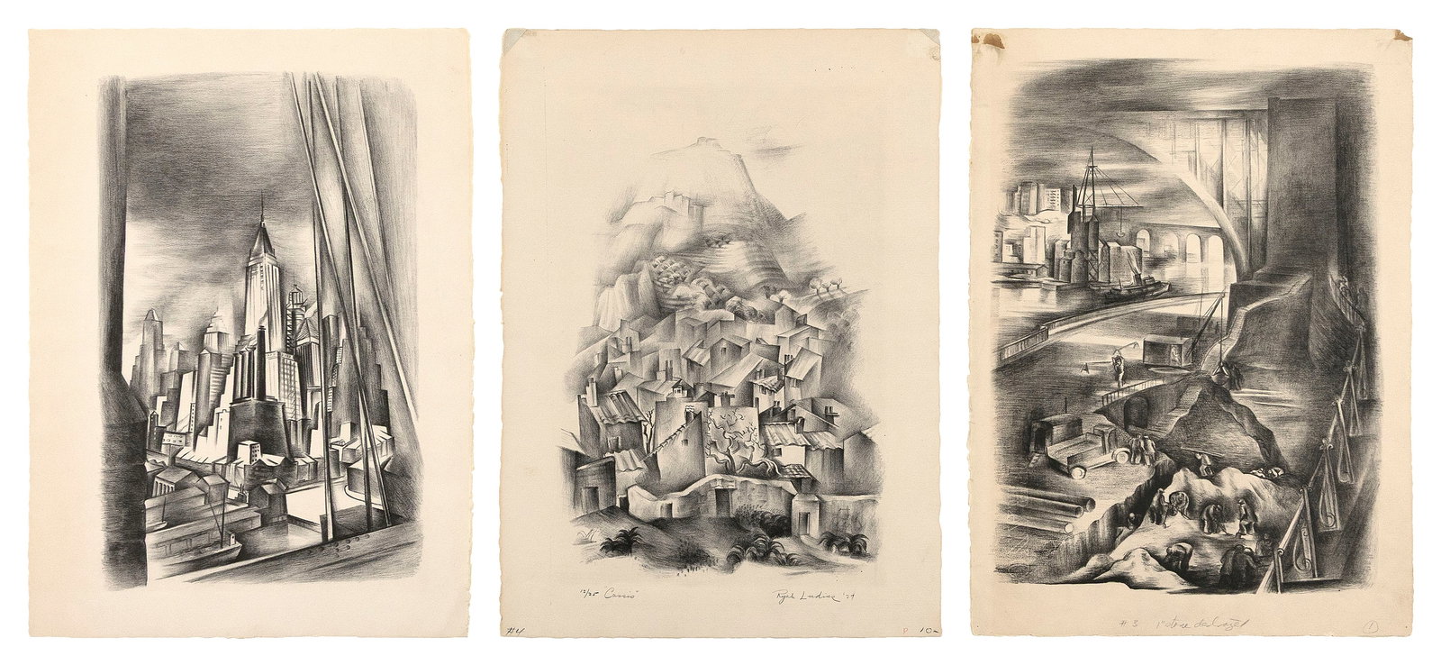 RYAH LUDINS (New York/Ohio, 1896-1957), Three landscapes:, All matted 20" x 16". (1 of 1)