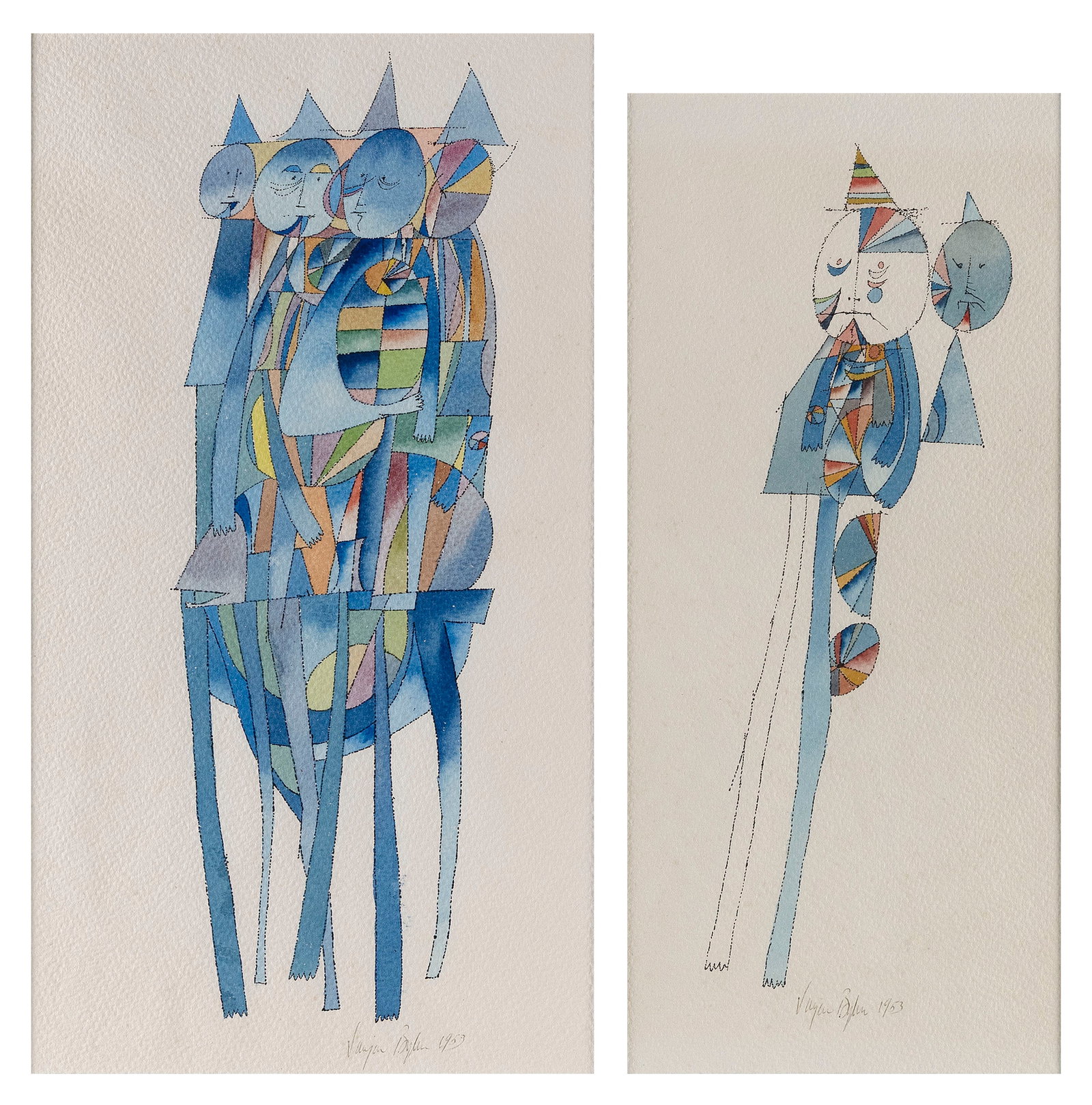 VARUJAN BOGHOSIAN (New Hampshire/Connecticut, 1926-2020), Two figural works:, Framed to 23" x 15". (1 of 4)