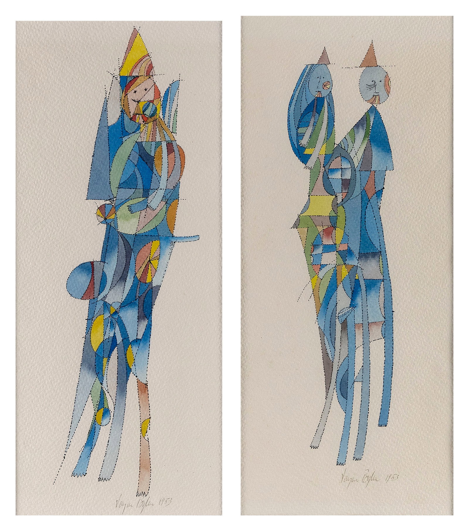 VARUJAN BOGHOSIAN (New Hampshire/Connecticut, 1926-2020), Two figural works:, Framed 23" x 13". (1 of 4)