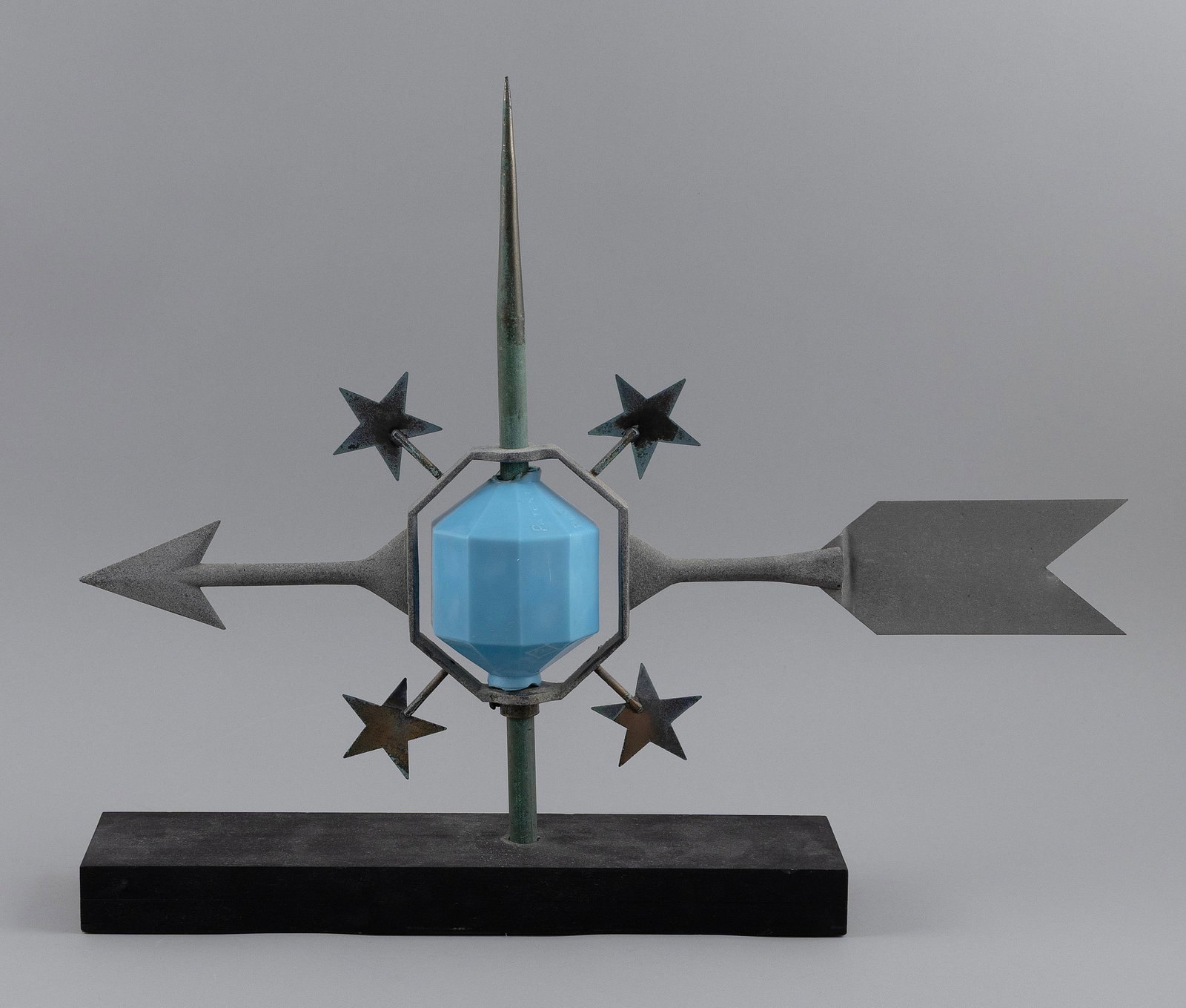 METAL AND GLASS LIGHTNING ROD 20th Century Height 19". Length 24". (1 of 3)