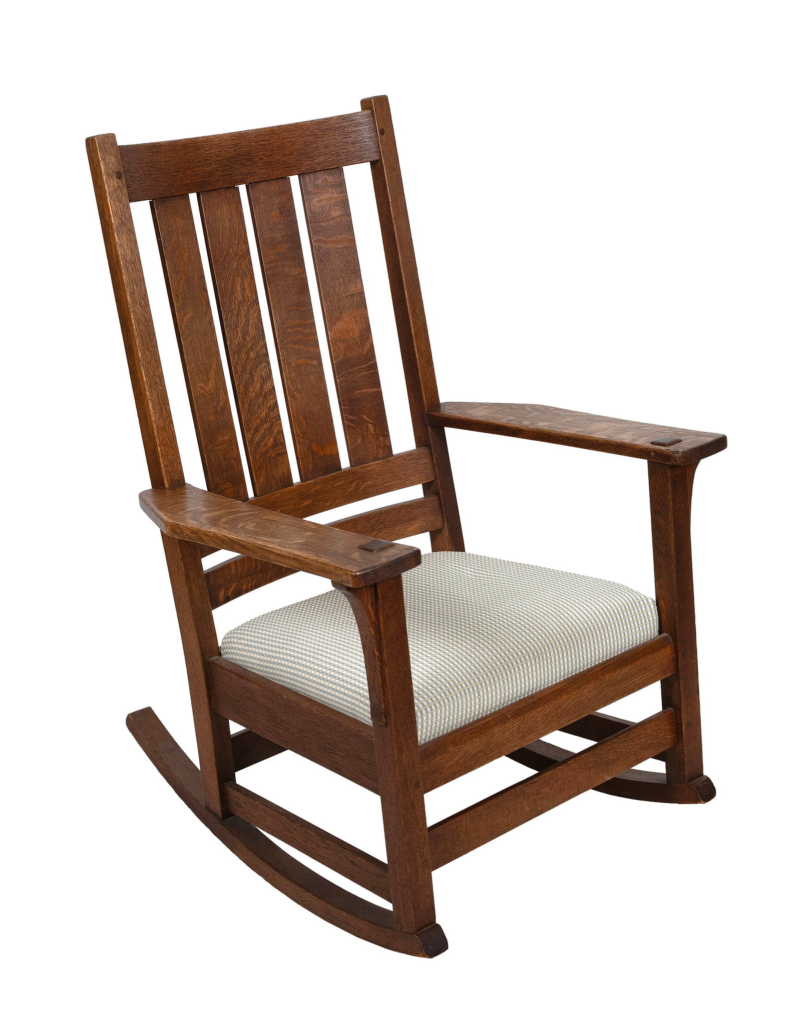 STICKLEY OAK ROCKING ARMCHAIR Early 20th Century Back height 40". (1 of 1)