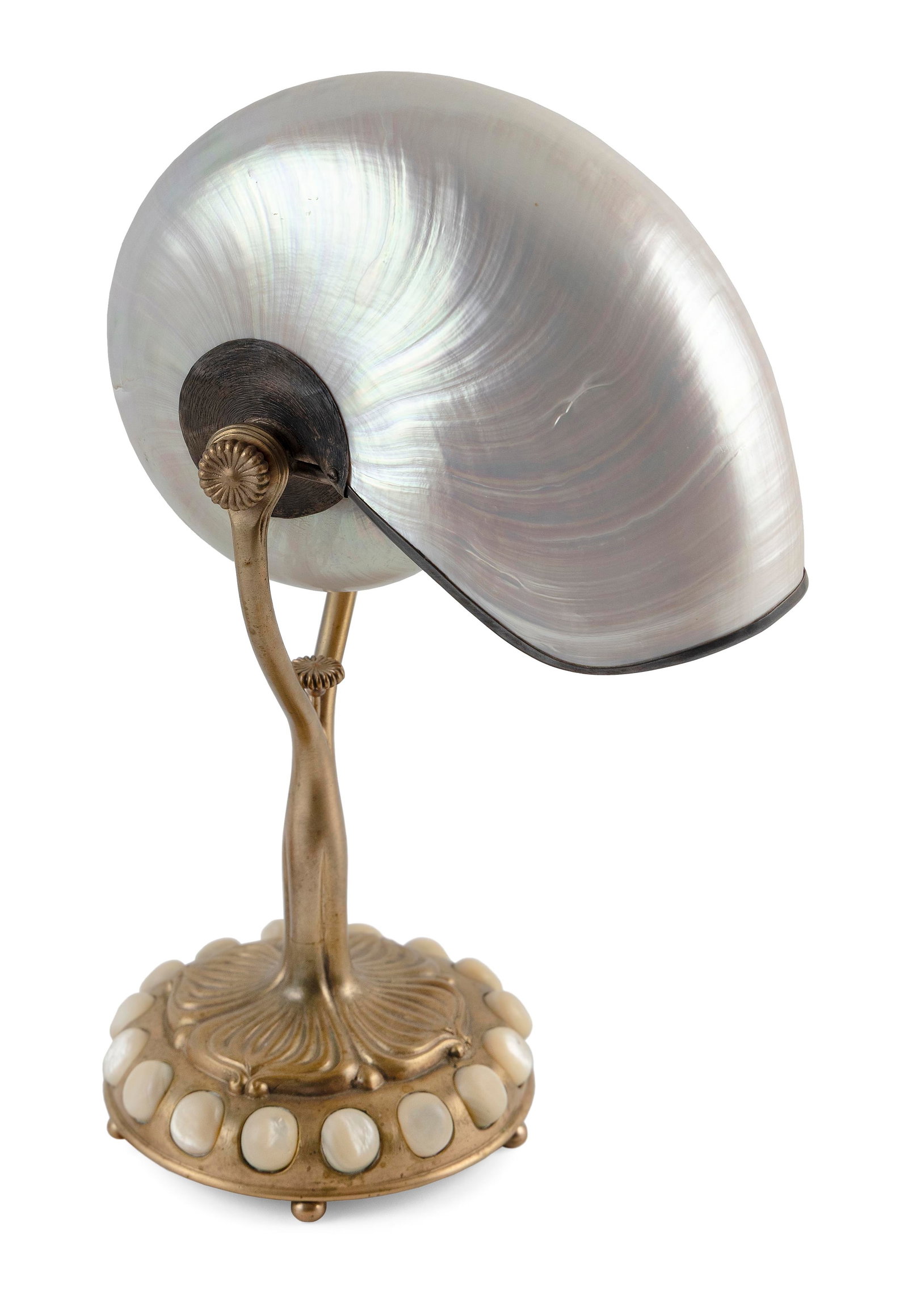 FINE TIFFANY STUDIOS "NAUTILUS" TABLE LAMP Circa 1900 Height approx. 14.75". (1 of 3)