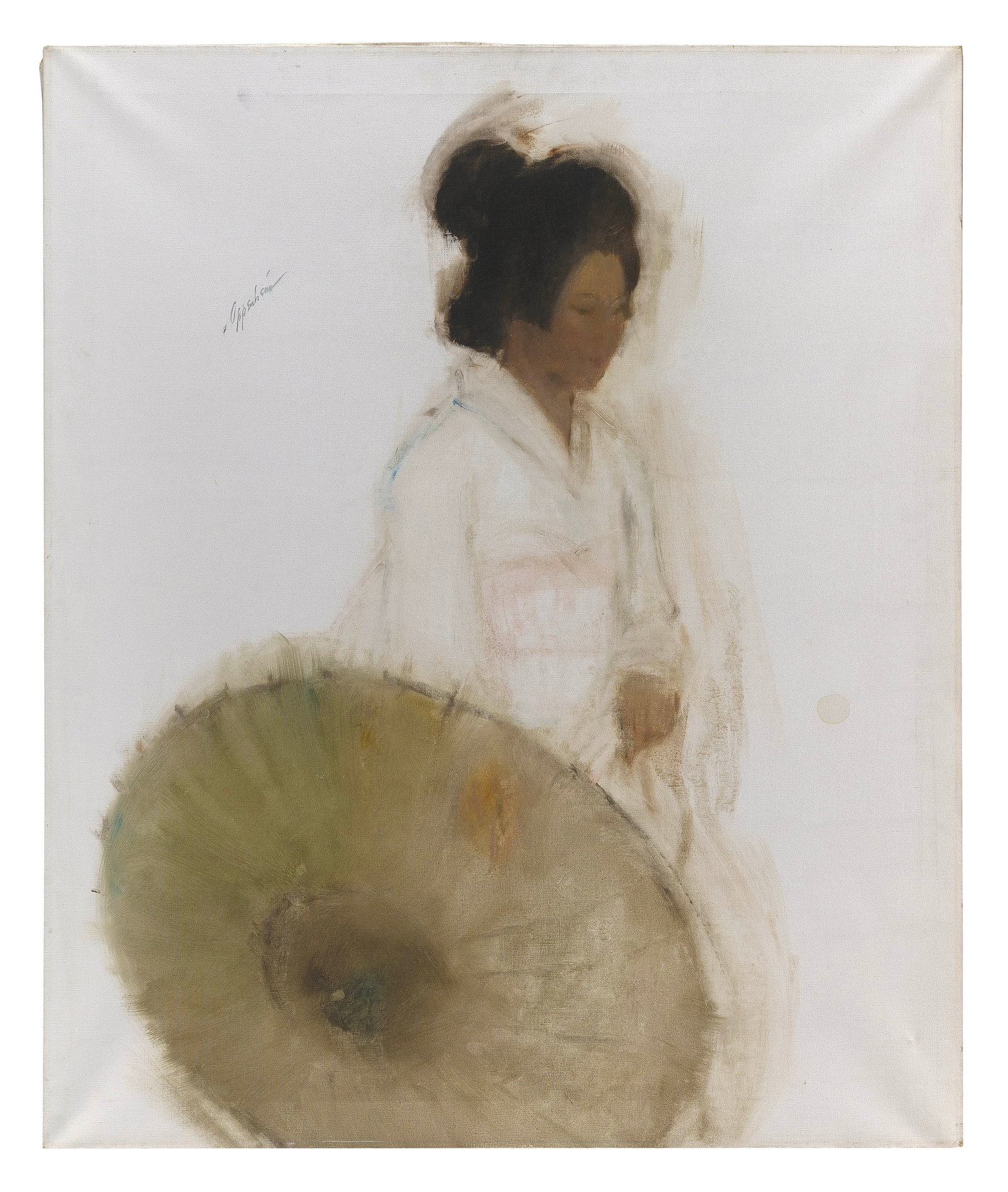 SAMUEL EDMUND OPPENHEIM (New York/Florida, 1901-1992), Geisha with parasol., Oil on canvas, 36" x (1 of 2)