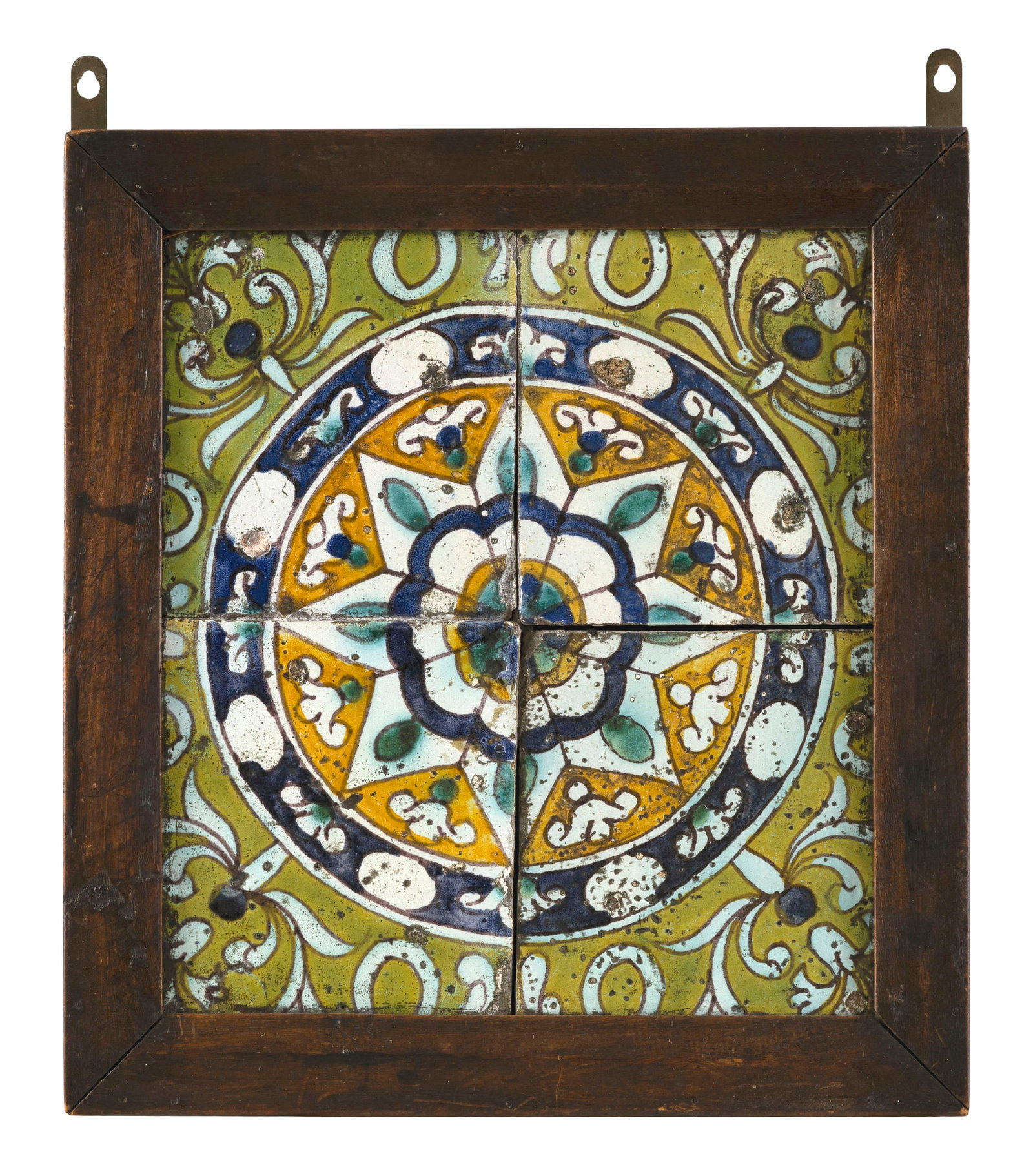 NORTH AFRICAN CERAMIC TILES FRAMED BY BEN SHAHN (NEW YORK, 1898-1969) Mid-20th Century Framed 13.5" (1 of 2)