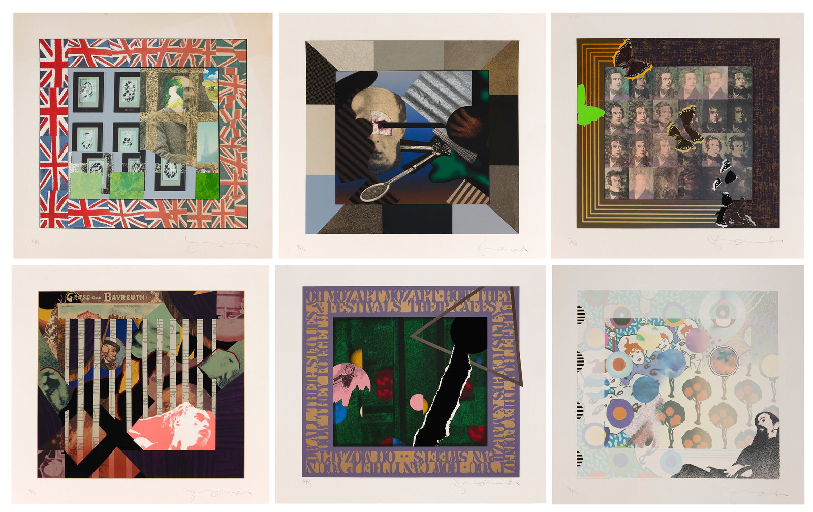 TOM PHILLIPS (England, 1937-2022), "Composers", a set of six, 1980., Color screenprints on J. Green (1 of 7)