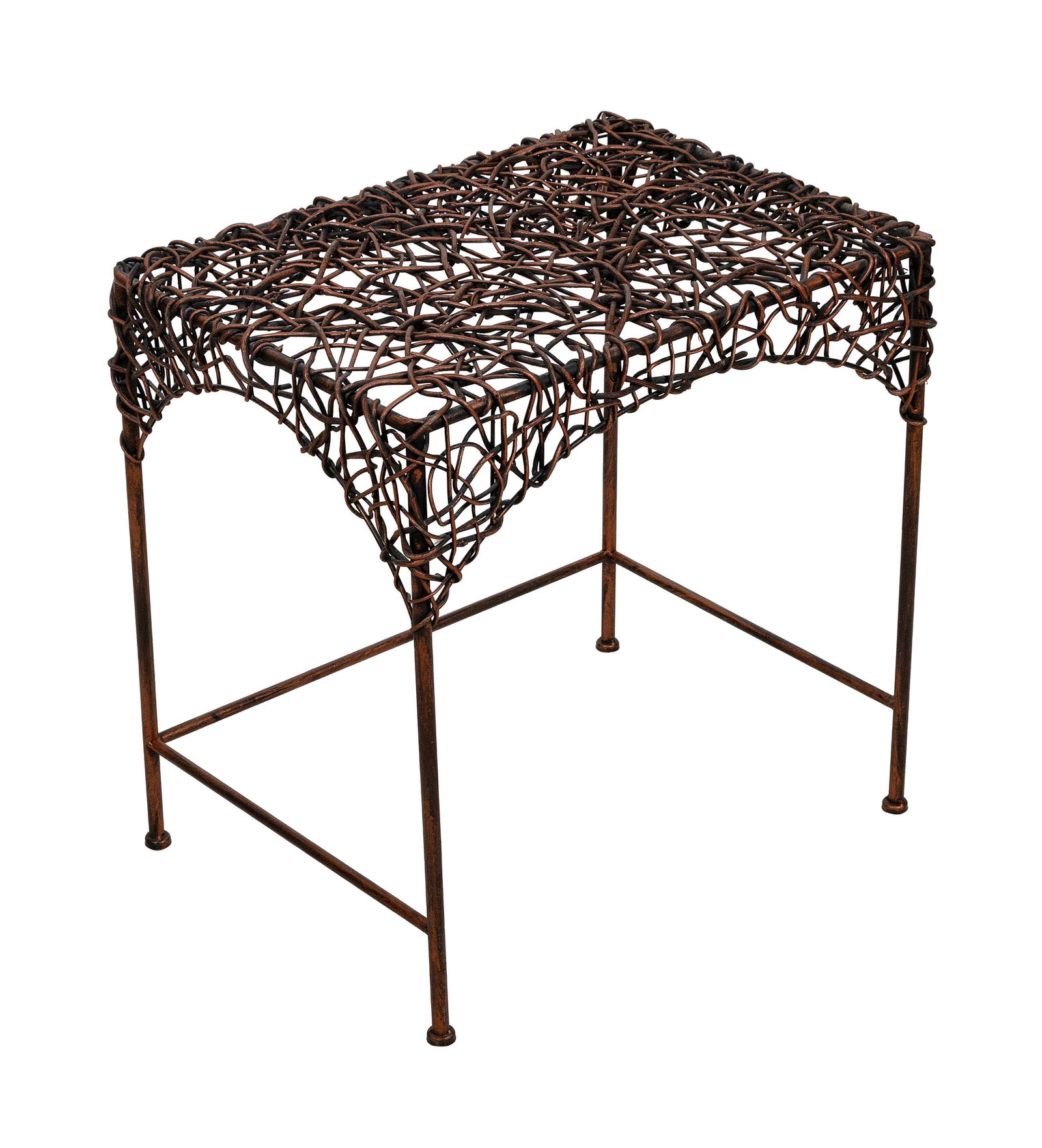 HAND-WROUGHT BAMBOO SIDE TABLE Contemporary Height 21". Length 21". Width 15". (1 of 1)