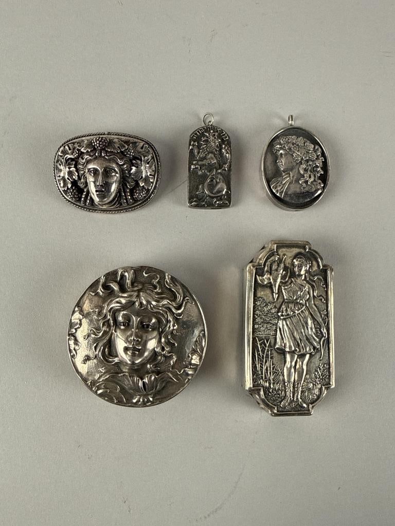 HENRYK WINOGRAD (Poland/America, 1917-2008), Five sterling silver repouss? plaques., Lengths from (1 of 5)