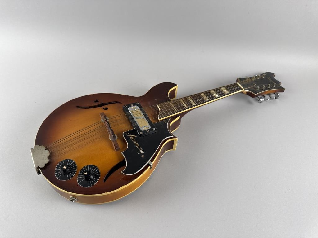 VINTAGE HARMONY H-35 ACOUSTIC ELECTRIC MANDOLIN IN SUNBURST FINISH Circa 1970 Length 27". (1 of 7)