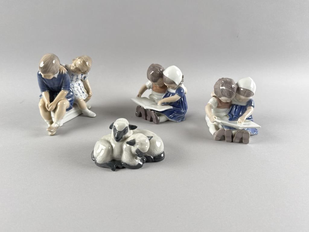 FOUR BING & GRONDAHL PORCELAIN FIGURINES 20th Century Heights from 3" to 5". (1 of 5)