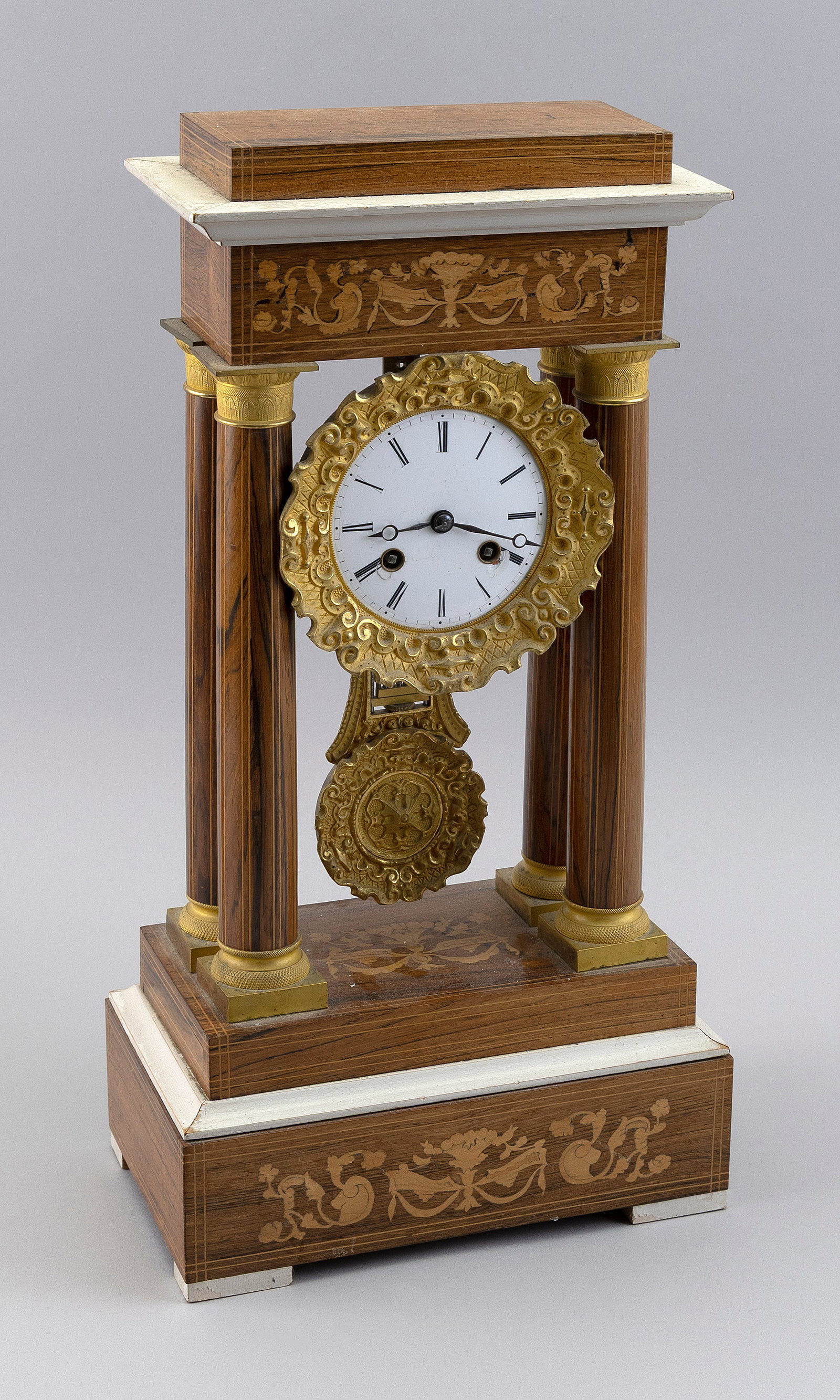 FRENCH EMPIRE-STYLE MANTEL CLOCK Late 19th Century Height 17". (1 of 2)