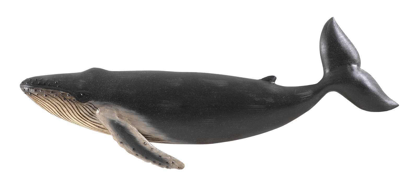 BRIAN MITCHELL CARVED AND PAINTED HUMPBACK WHALE PLAQUE Contemporary Height 9". Length 22". (1 of 2)