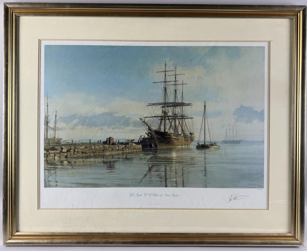 JOHN STOBART (Massachusetts/Florida/England, 1929-2023), "The Bark W.B. Flint at East Boston"., (1 of 3)