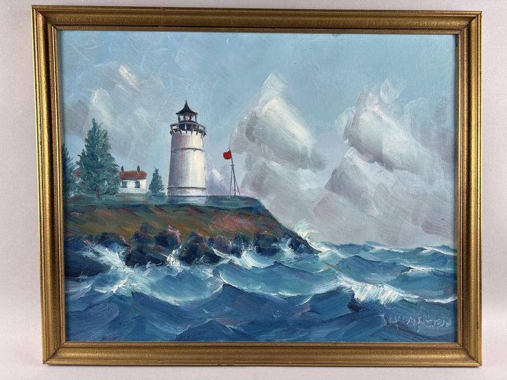 ELLERY THOMPSON (Connecticut, 1899-1987), "Maine Light"., Oil on canvas board, 22" x 28". Framed: ELLERY THOMPSON Connecticut, 1899-1987 "Maine Light". Signed lower right "Thompson". Titled and dated 1977 verso. Oil on canvas board, 22" x 28". Framed 24.5" x 30.5".