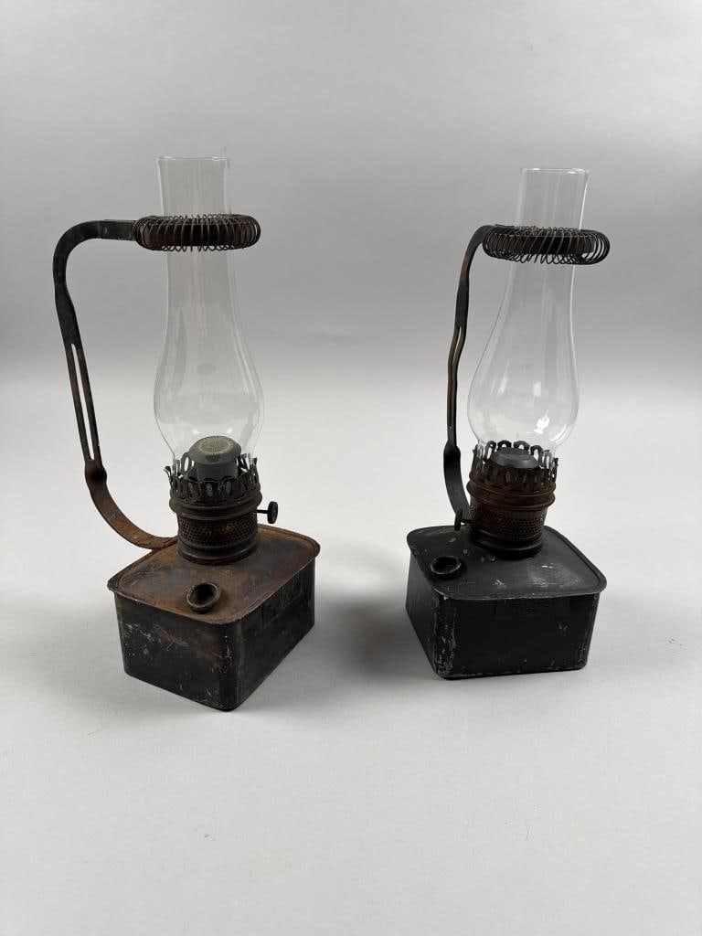 PAIR OF METAL LANTERNS Late 19th/Early 20th Century Heights 16.5". Widths 8.75". (1 of 4)