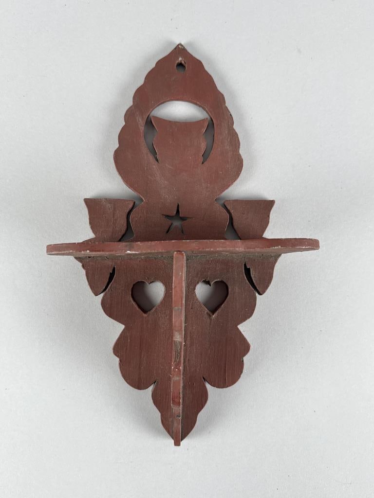 CARVED AND PAINTED WOODEN HEART AND STAR BRACKET SHELF Circa 1900 Height 12.75". Width 6.25". (1 of 3)