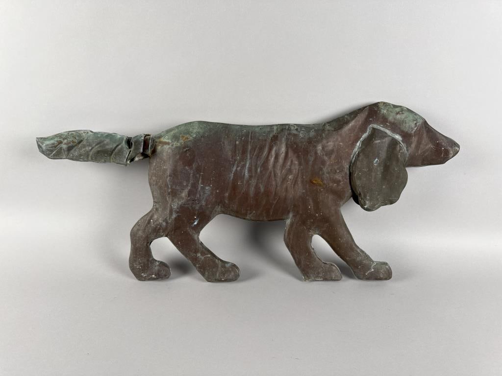 COPPER POINTING DOG WEATHER VANE 20th Century Length 32". (1 of 3)