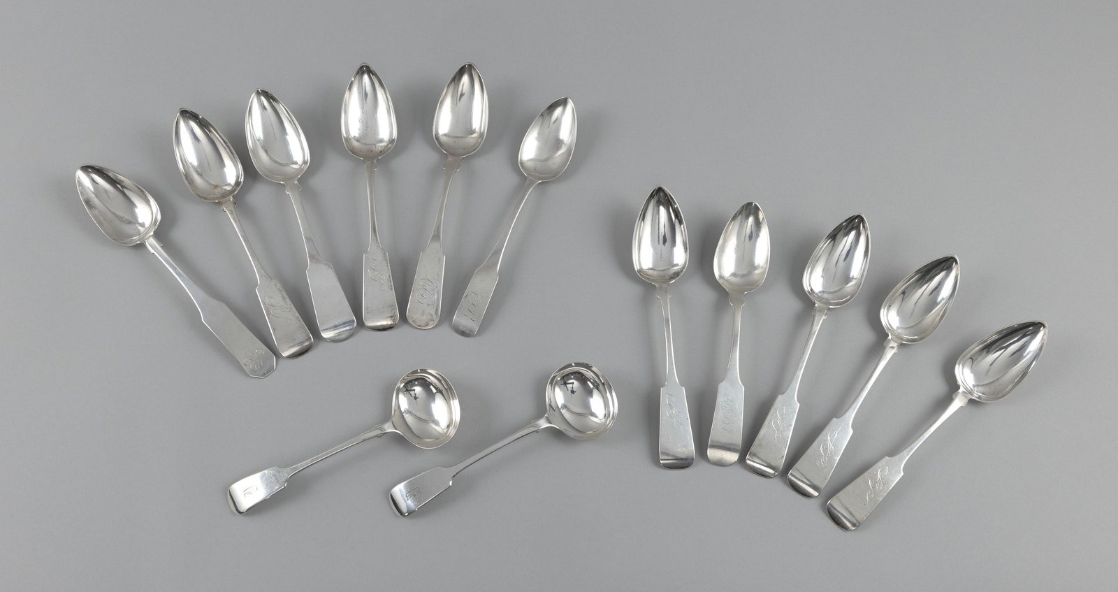 GROUP OF "OLD ENGLISH TIPT" SILVER SPOONS 19th and 20th Centuries (1 of 1)