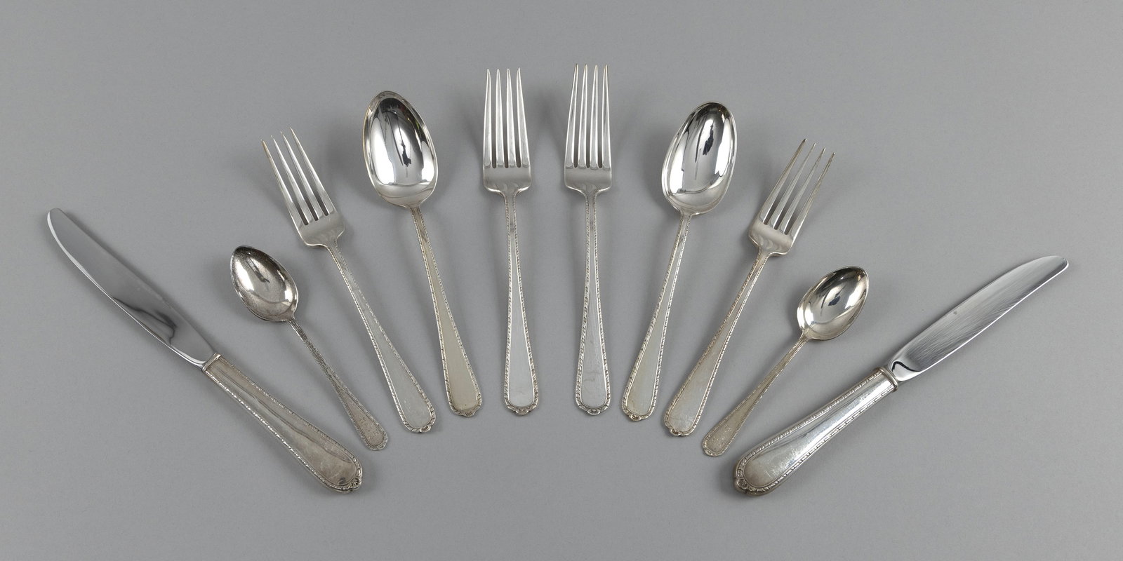 INTERNATIONAL "PINE TREE" STERLING SILVER FLATWARE SET Meriden, Connecticut, Mid- to Late 20th (1 of 3)