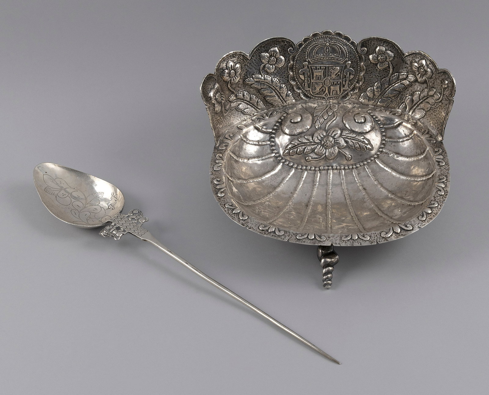 TWO PIECES OF SPANISH COLONIAL SILVER 19th or Early 20th Century Approx. 36.0 troy oz. (1 of 4)