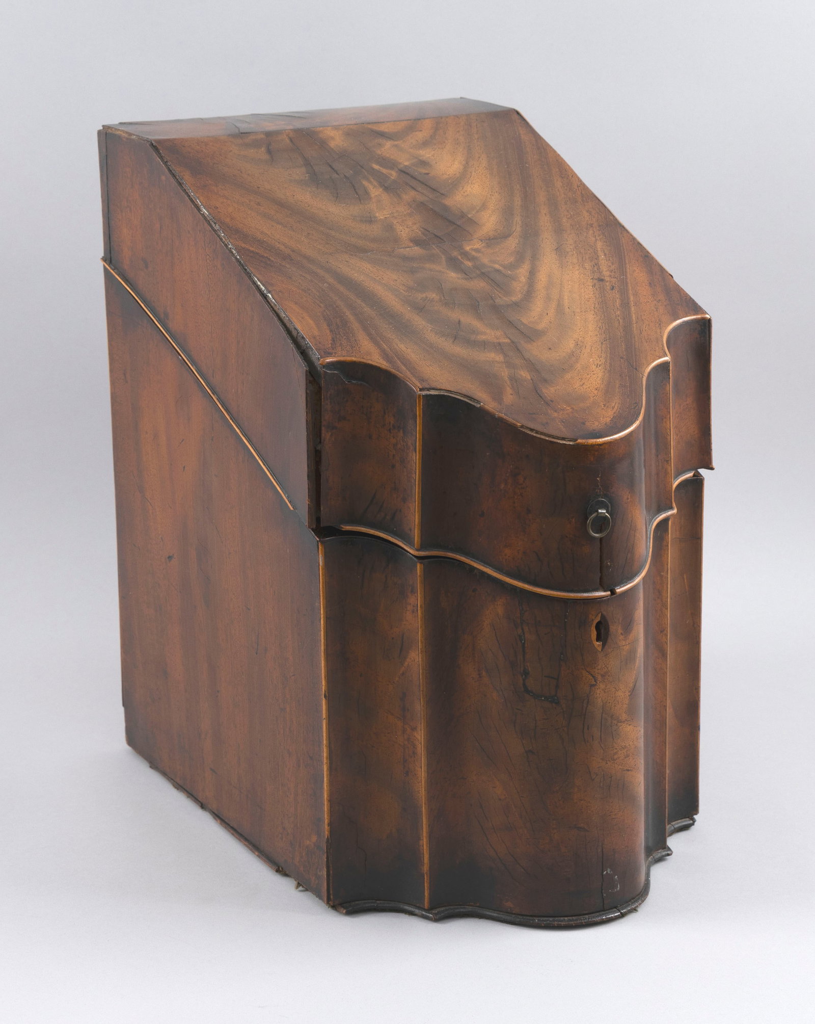 ENGLISH MAHOGANY VENEER KNIFE BOX 19th Century Height 14.75". Width 9". Depth 14". (1 of 3)