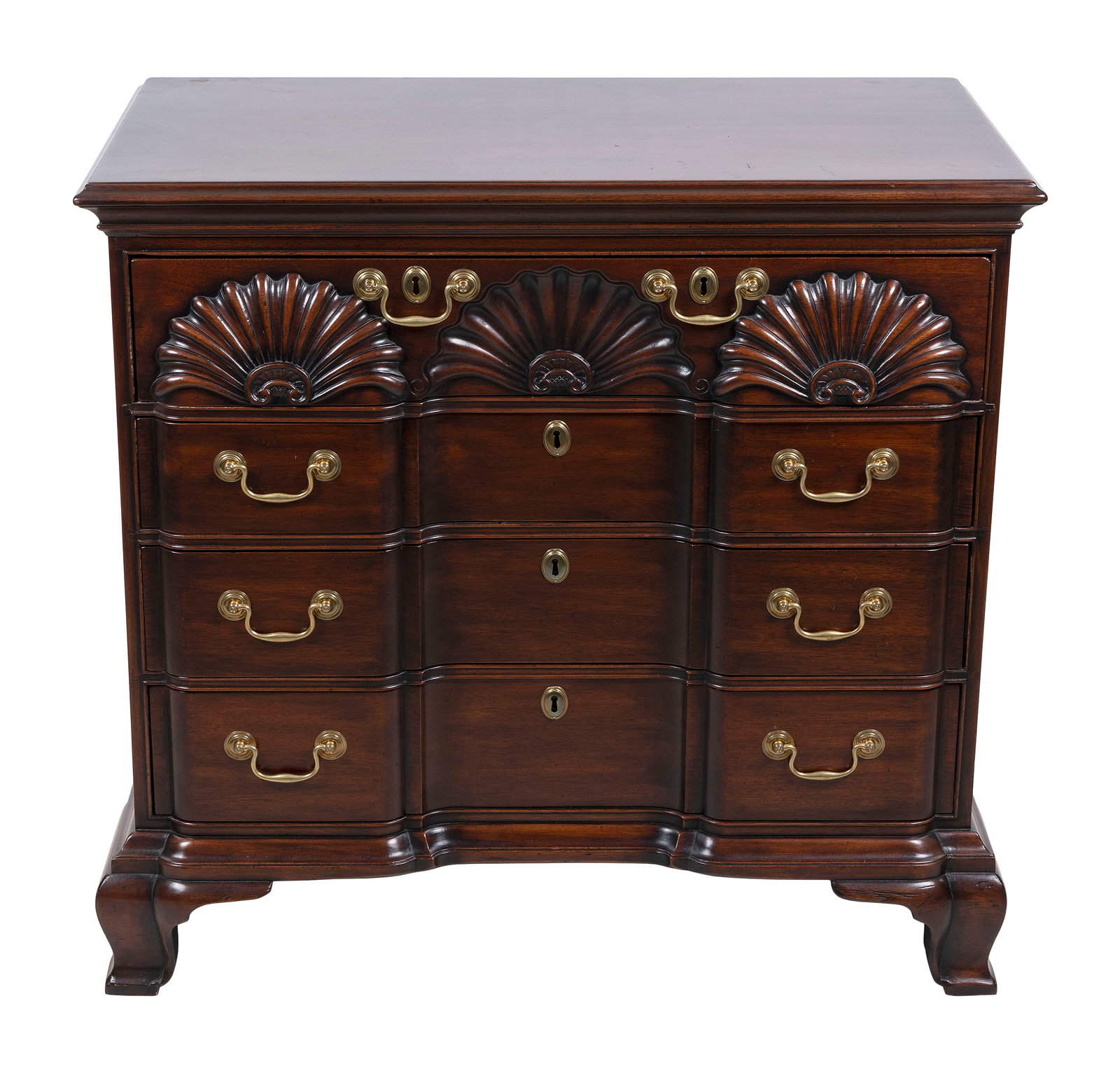 KITTINGER MAHOGANY BLOCK AND SHELL BUREAU IN THE STYLE OF GODDARD-TOWNSEND Buffalo, New York, 20th (1 of 5)
