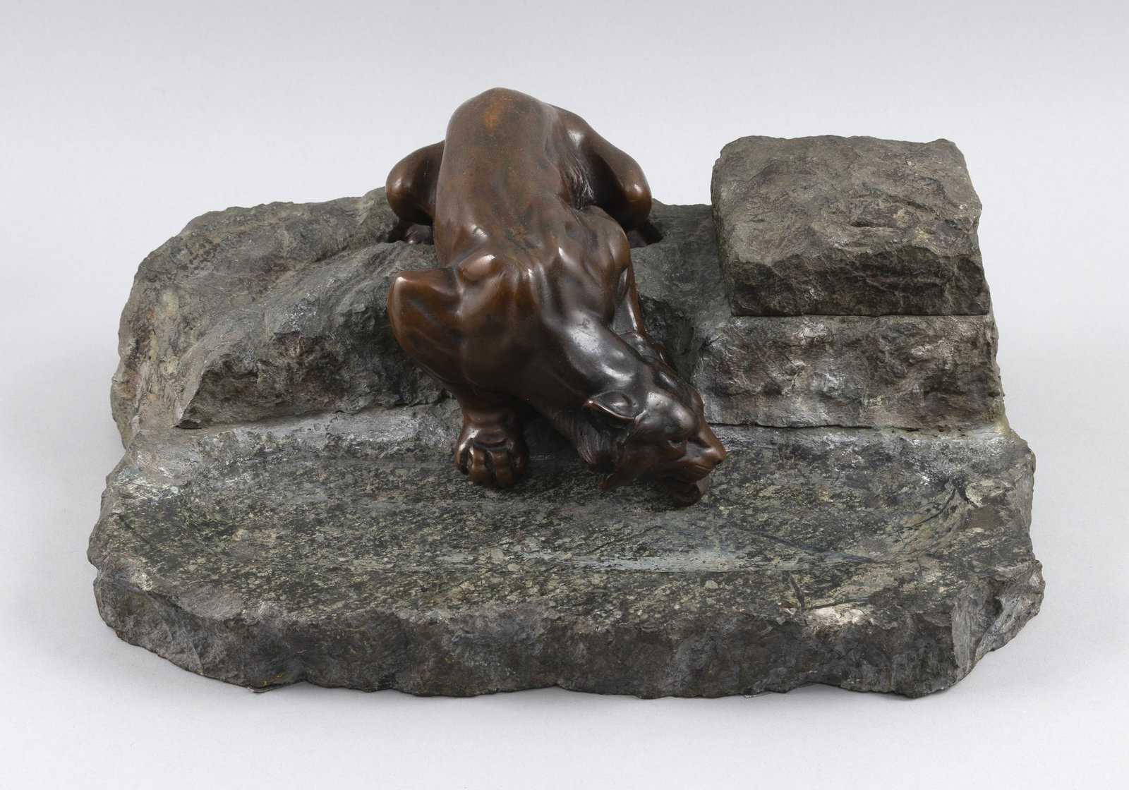 FRENCH BRONZE AND GRANITE INKWELL 19th/Early 20th Century Height 5". Width 15". Depth 12". (1 of 6)