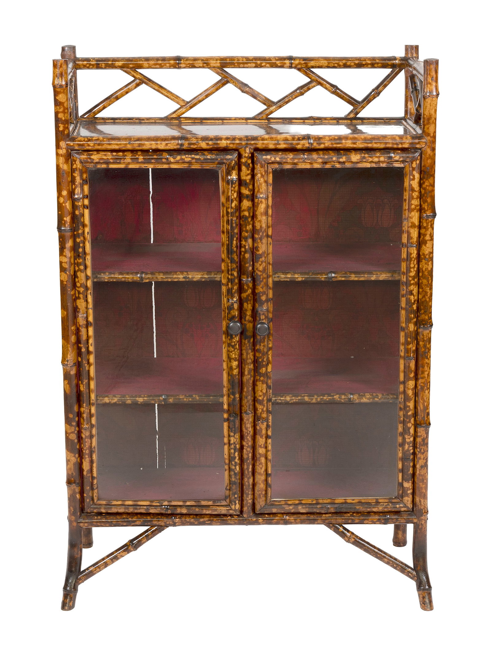 ENGLISH BAMBOO CABINET Late 19th Century Height 46.5". Width 30". Depth 12.5". (1 of 2)