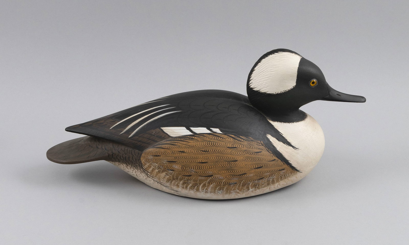 MARTY COLLINS HOODED MERGANSER DRAKE DECOY East Wareham, Massachusetts, Contemporary Length 14.5". (1 of 5)