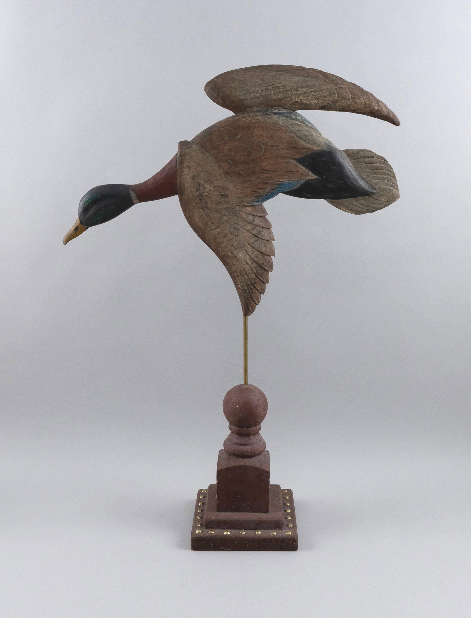 ROGER MITCHELL CARVED MALLARD IN FLIGHT WEATHER VANE Massachusetts, Contemporary Height 30.5". (1 of 3)