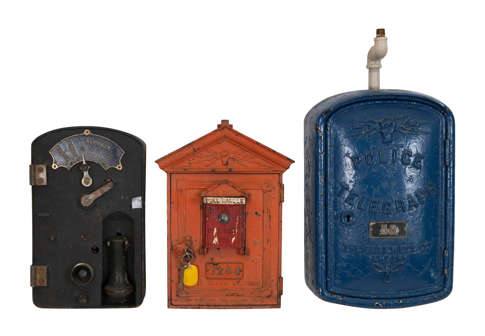 THREE VINTAGE CAST IRON CALL BOXES Early 20th Century (1 of 1)