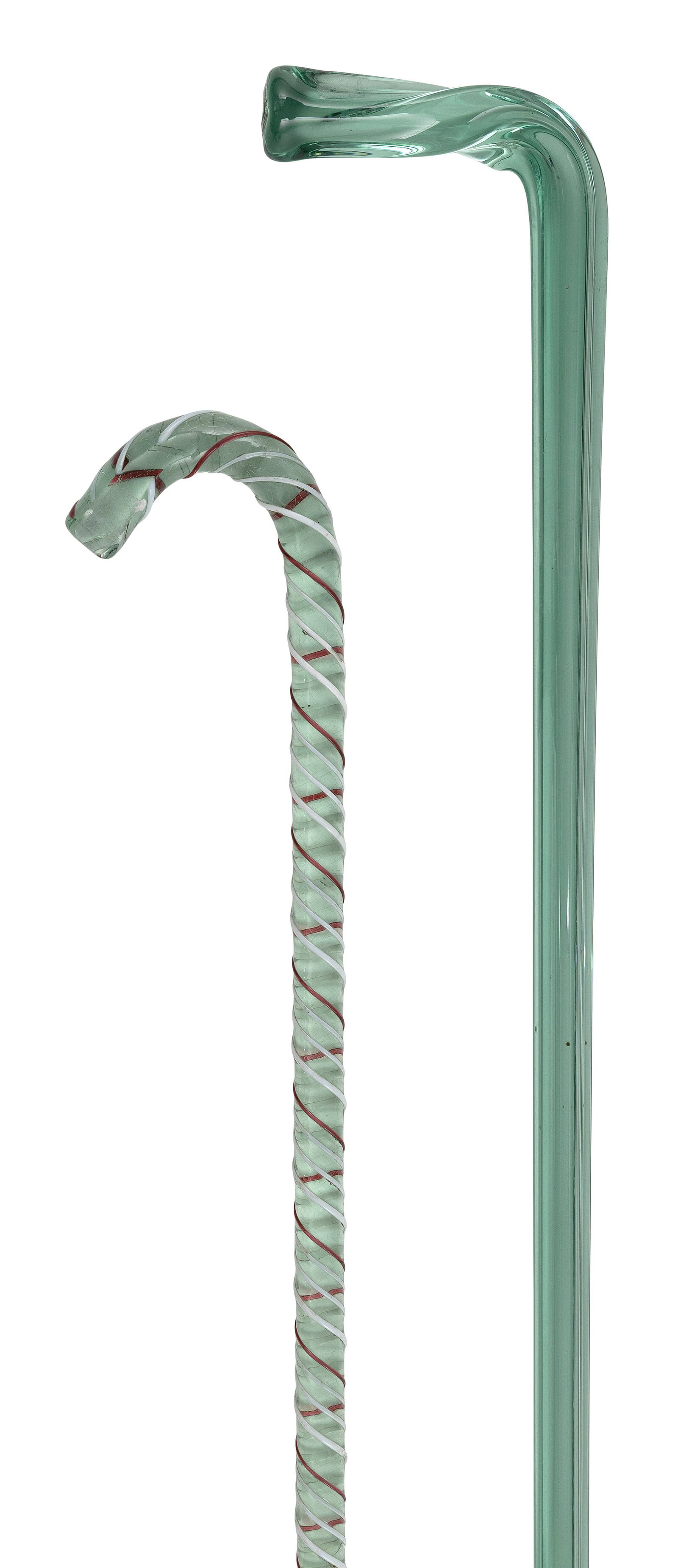 TWO GLASS PARADE CANES 19th Century (1 of 2)