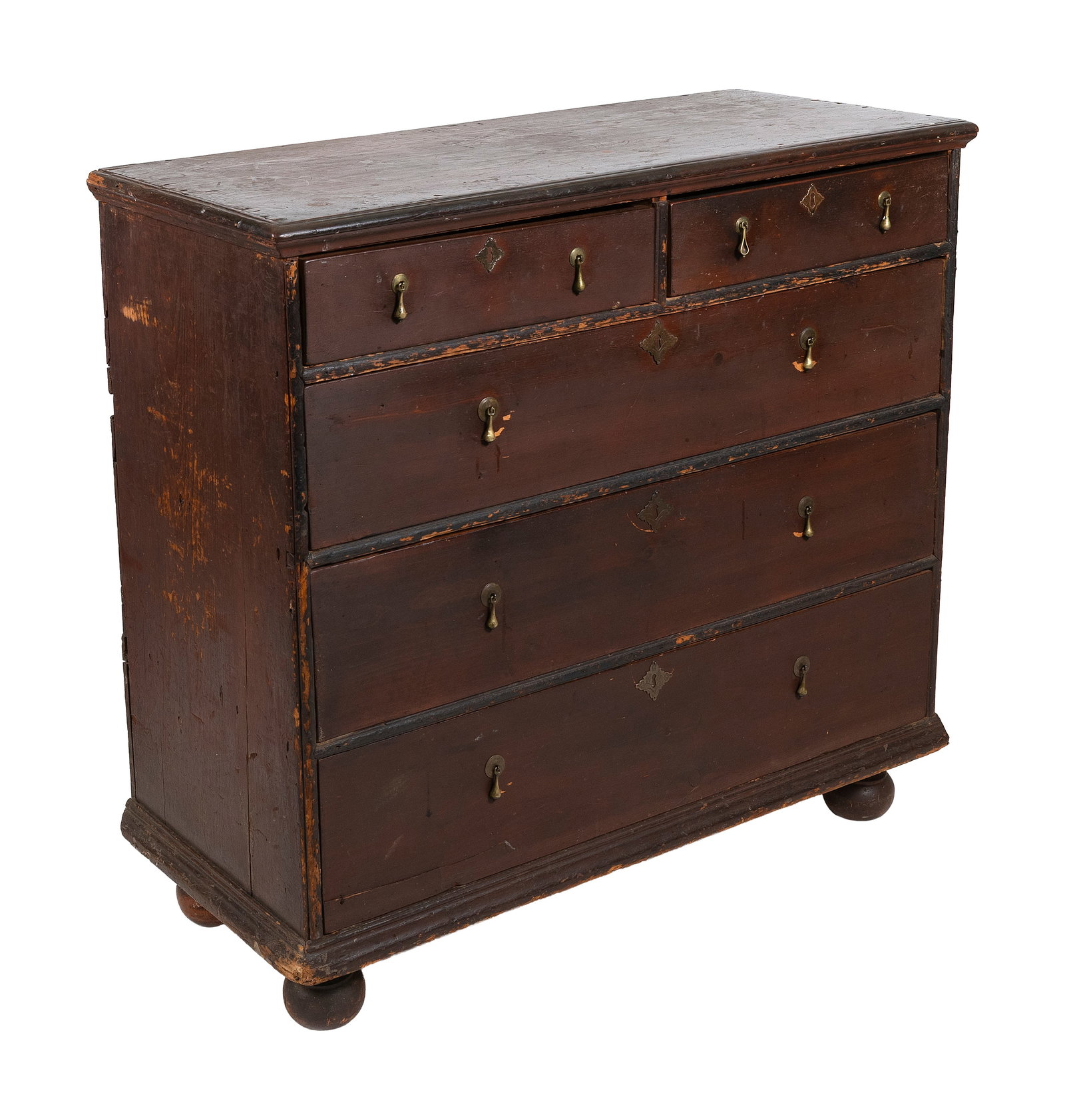 WILLIAM AND MARY CHEST OF DRAWERS, New England, 18th Century Height 36". Width 37". Depth 20". (1 of 2)