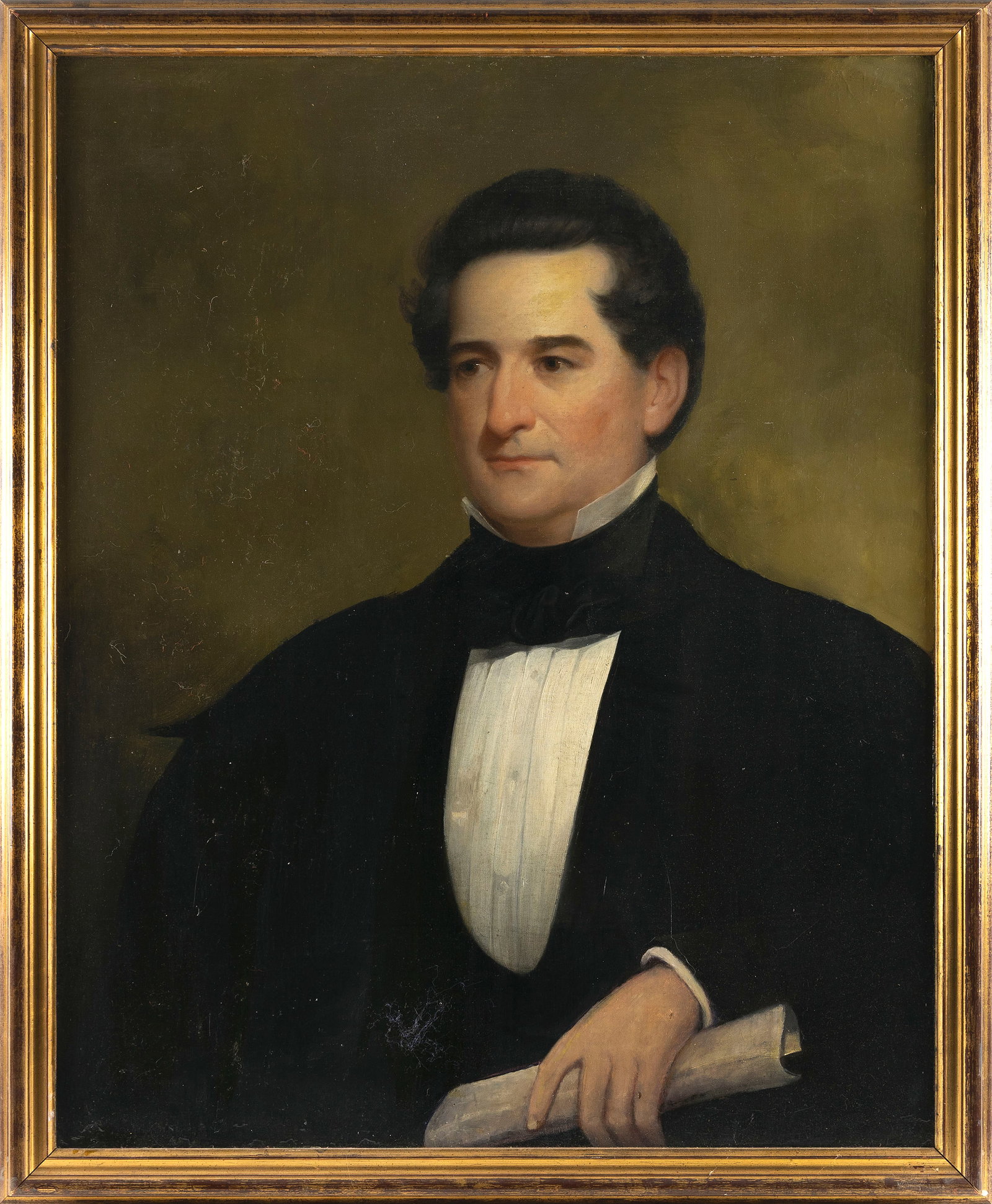 AMERICAN SCHOOL (Early to Mid-19th Century,), Nicely executed portrait of a gentleman wearing a (1 of 2)