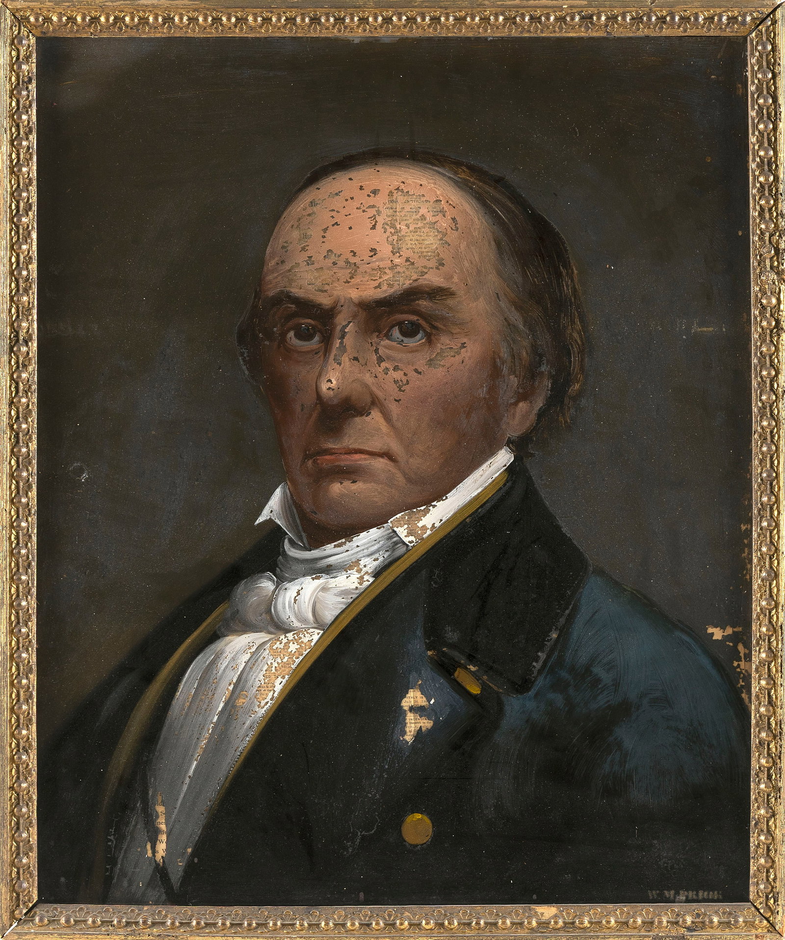 WILLIAM HENRY PRIOR (United Kingdom, 1812-1882), Portrait of Daniel Webster., Reverse painting on (1 of 2)