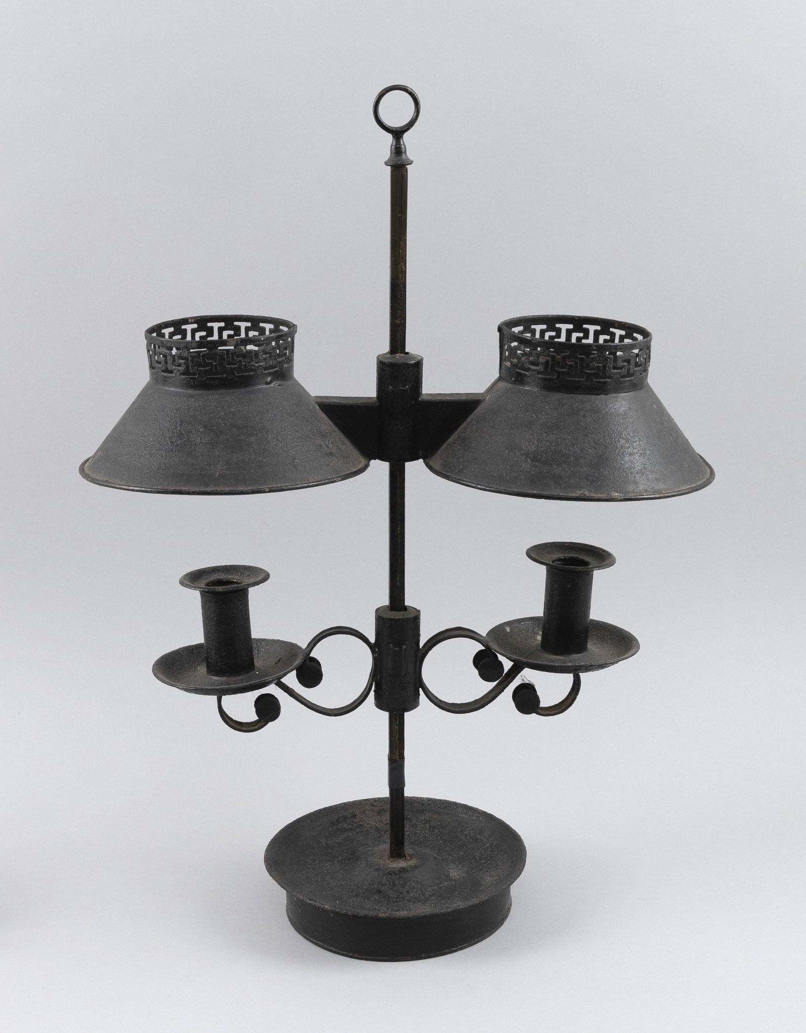 TOLE DOUBLE DESK LAMP Early 19th Century Height 19.5". (1 of 3)