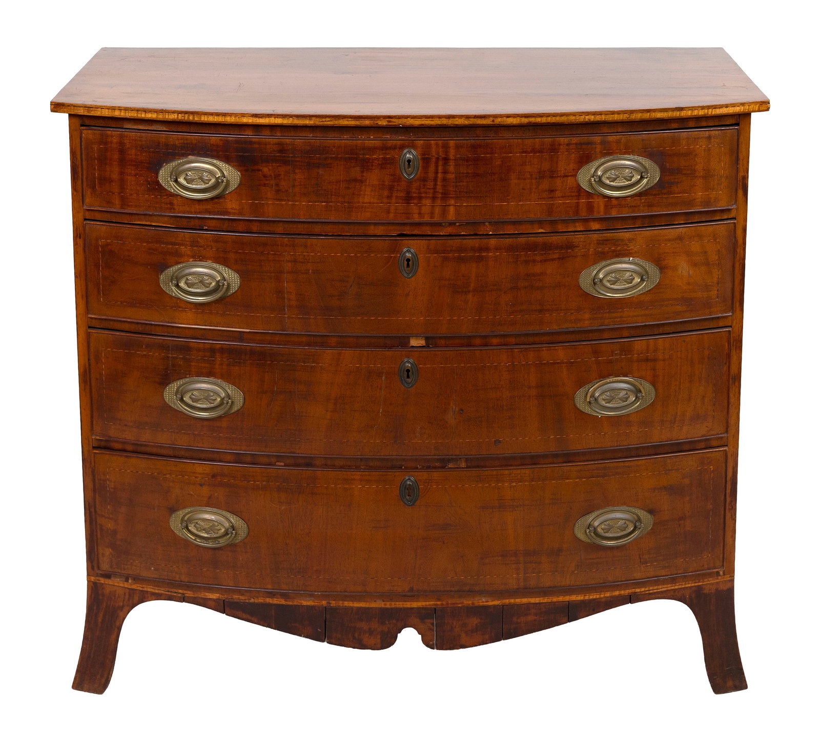 HEPPLEWHITE MAHOGANY BOWFRONT CHEST 19th Century Height 36". Width 40". Depth 22". (1 of 1)