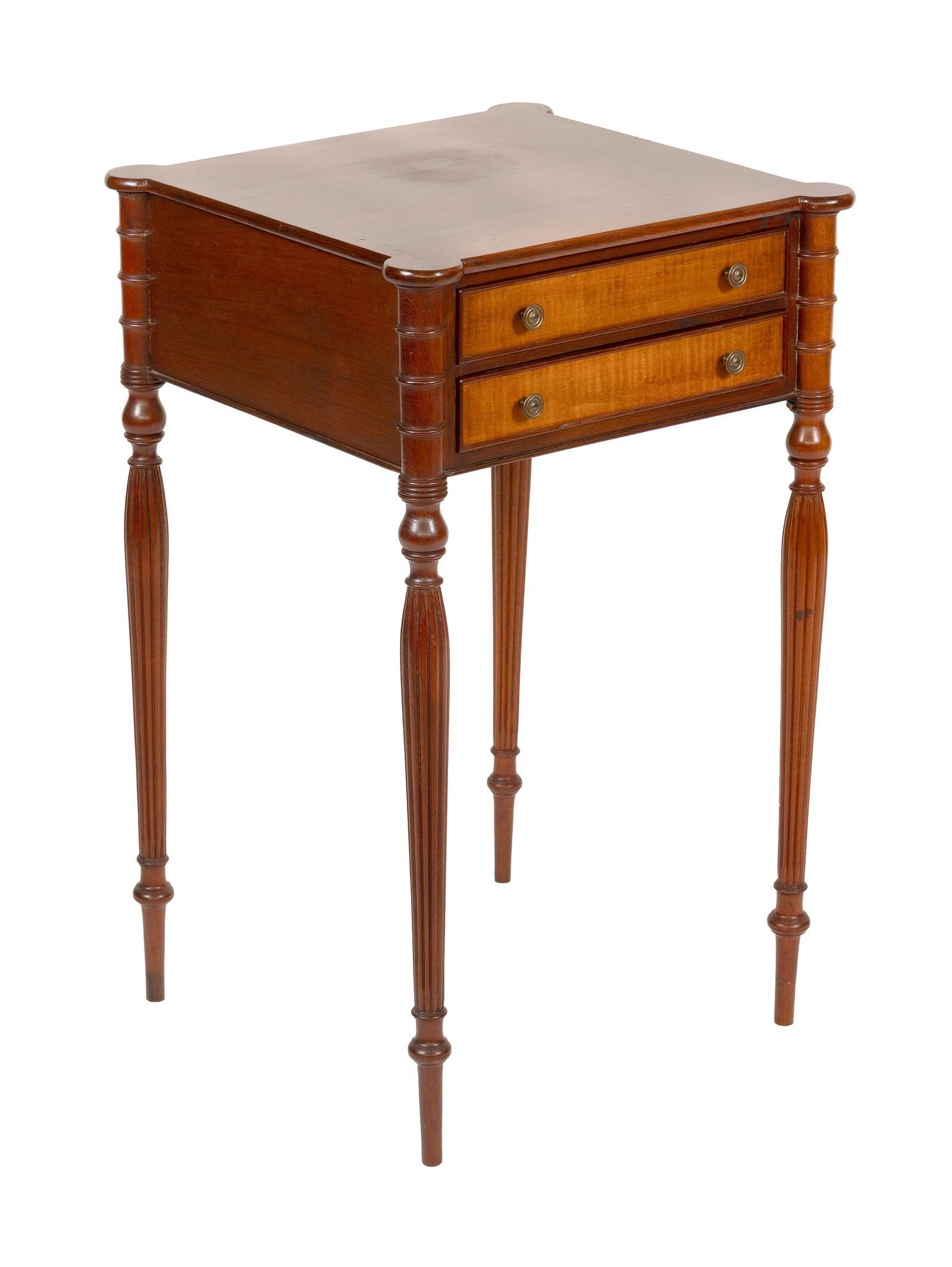 SHERATON-STYLE MAHOGANY WORK TABLE 20th Century Height 29". Width 18". Depth 17.5". (1 of 1)