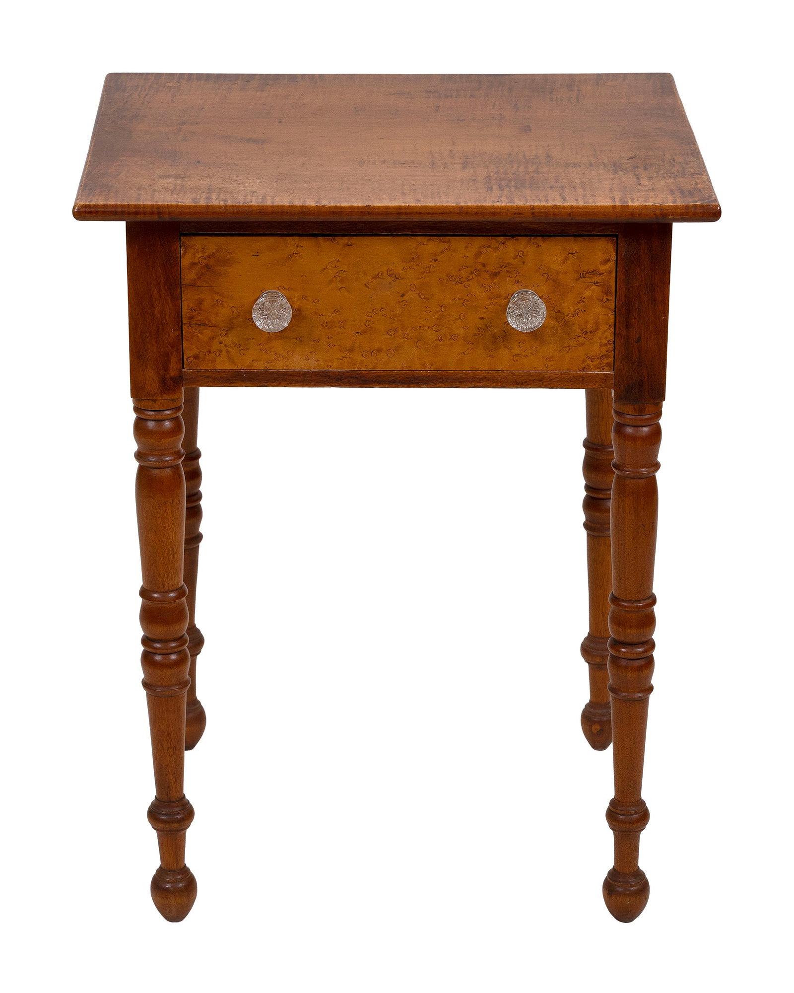 FEDERAL FIGURED MAPLE ONE-DRAWER STAND Early 19th Century Height 27.25". Width 21". Depth 16.5". (1 of 1)