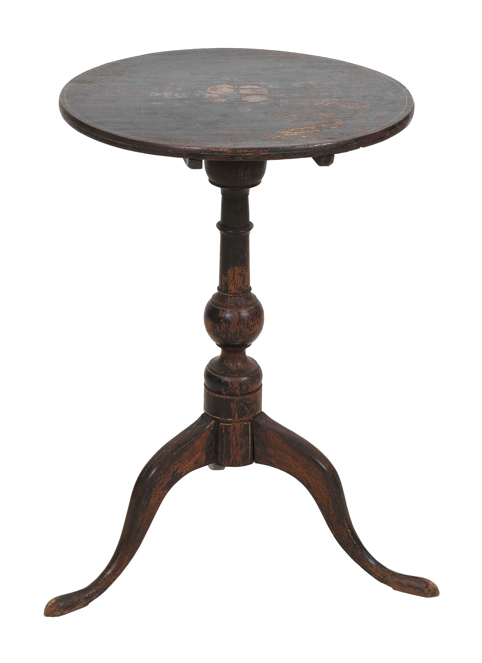 QUEEN ANNE-STYLE TILT-TOP STAND 19th Century Height 27.75". Top diameter 18.25". (1 of 2)