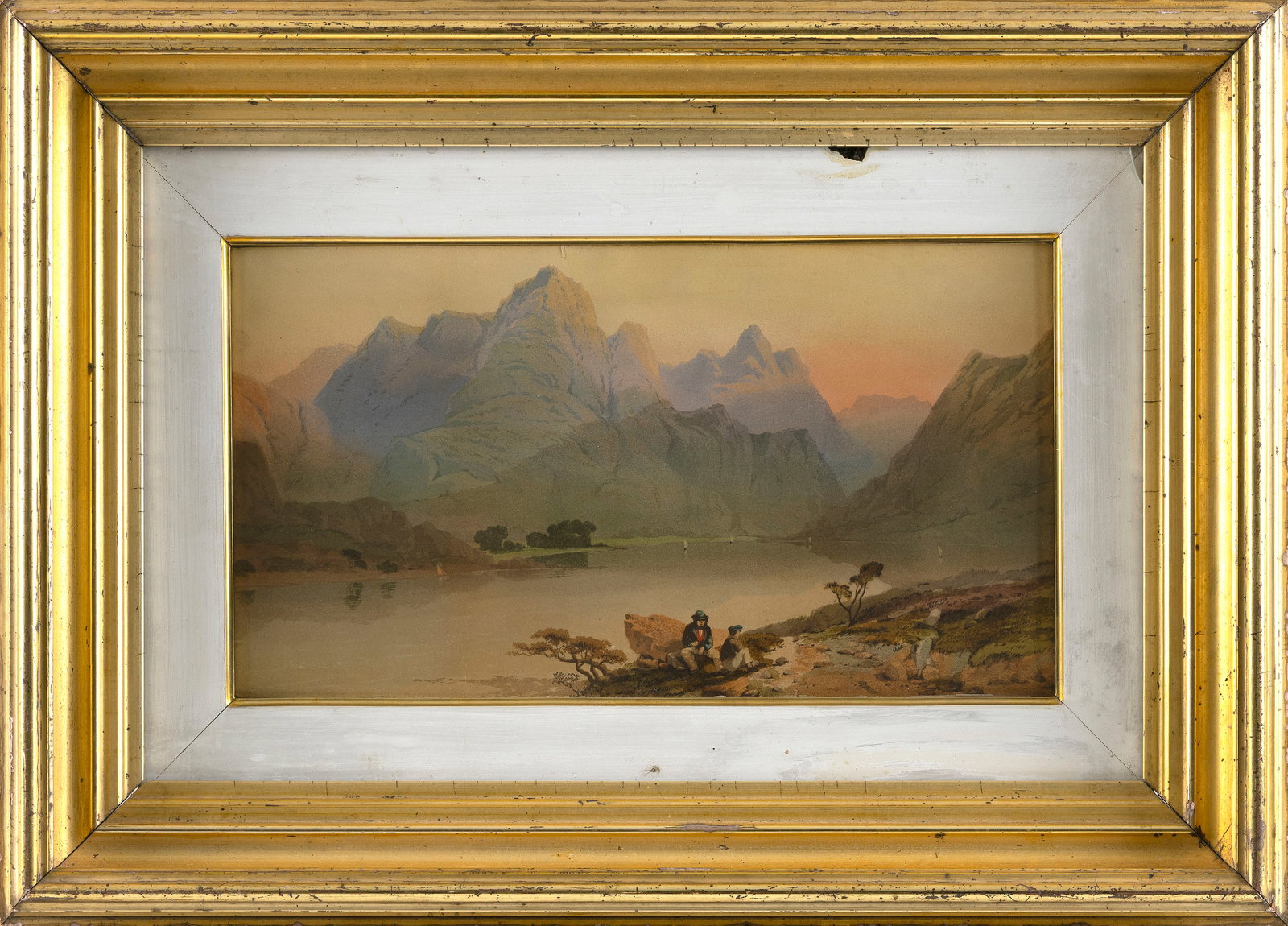 AMERICAN SCHOOL (19th Century,), Luminous mountain landscape., Watercolor, 9.5" x 16.5" sight. (1 of 2)