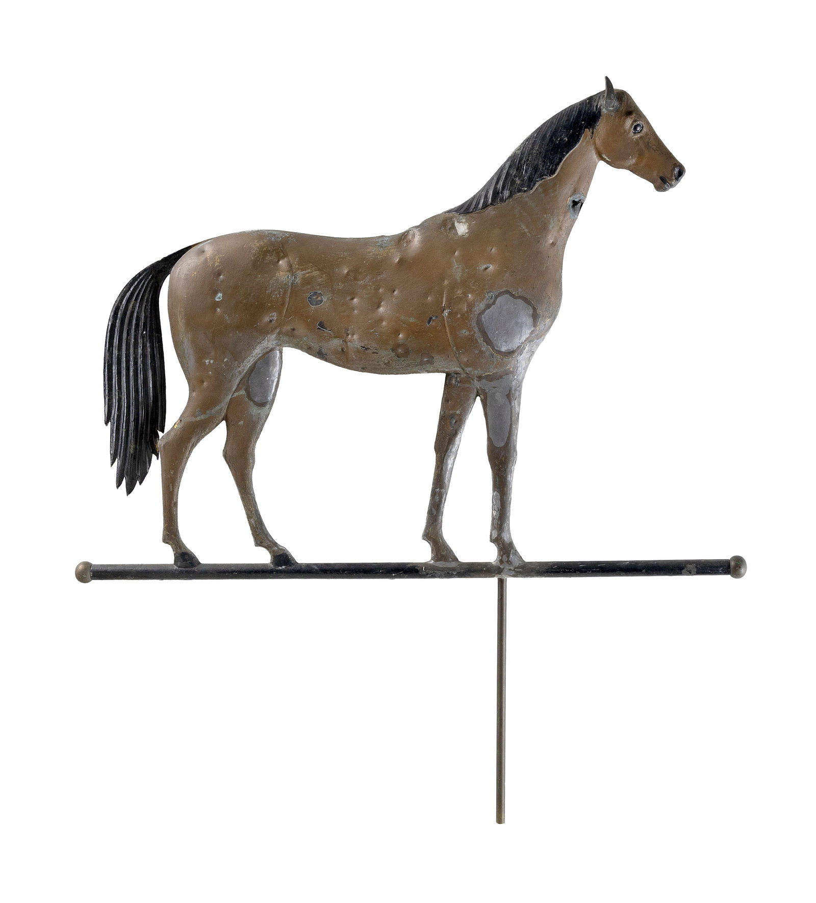 COPPER AND ZINC HORSE WEATHER VANE 19th Century Height 41.5". Length 37". (1 of 2)