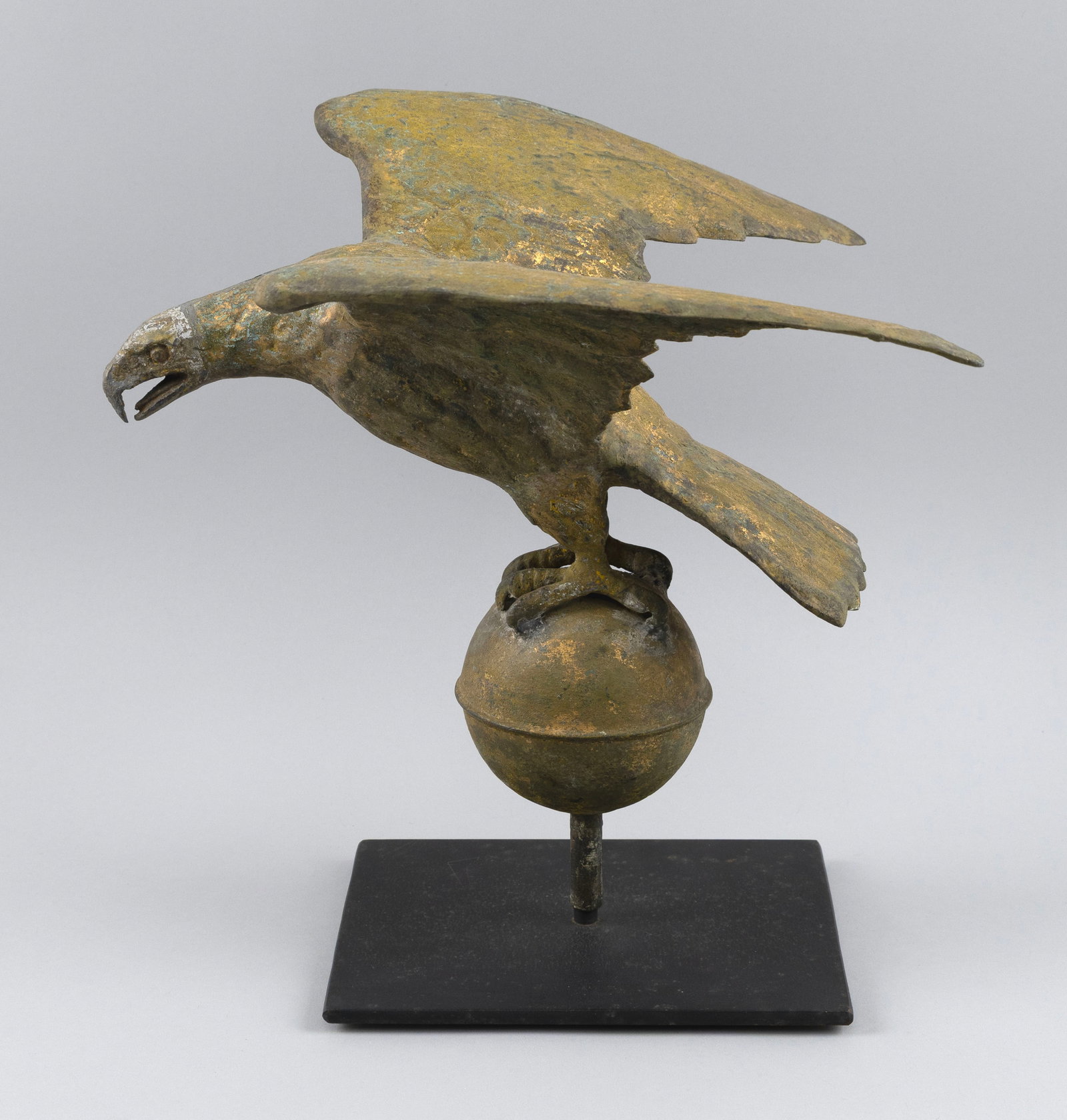 GOLD-PAINTED COPPER EAGLE WEATHER VANE 19th Century Height 13". Length 12". Width 12.5". (1 of 4)