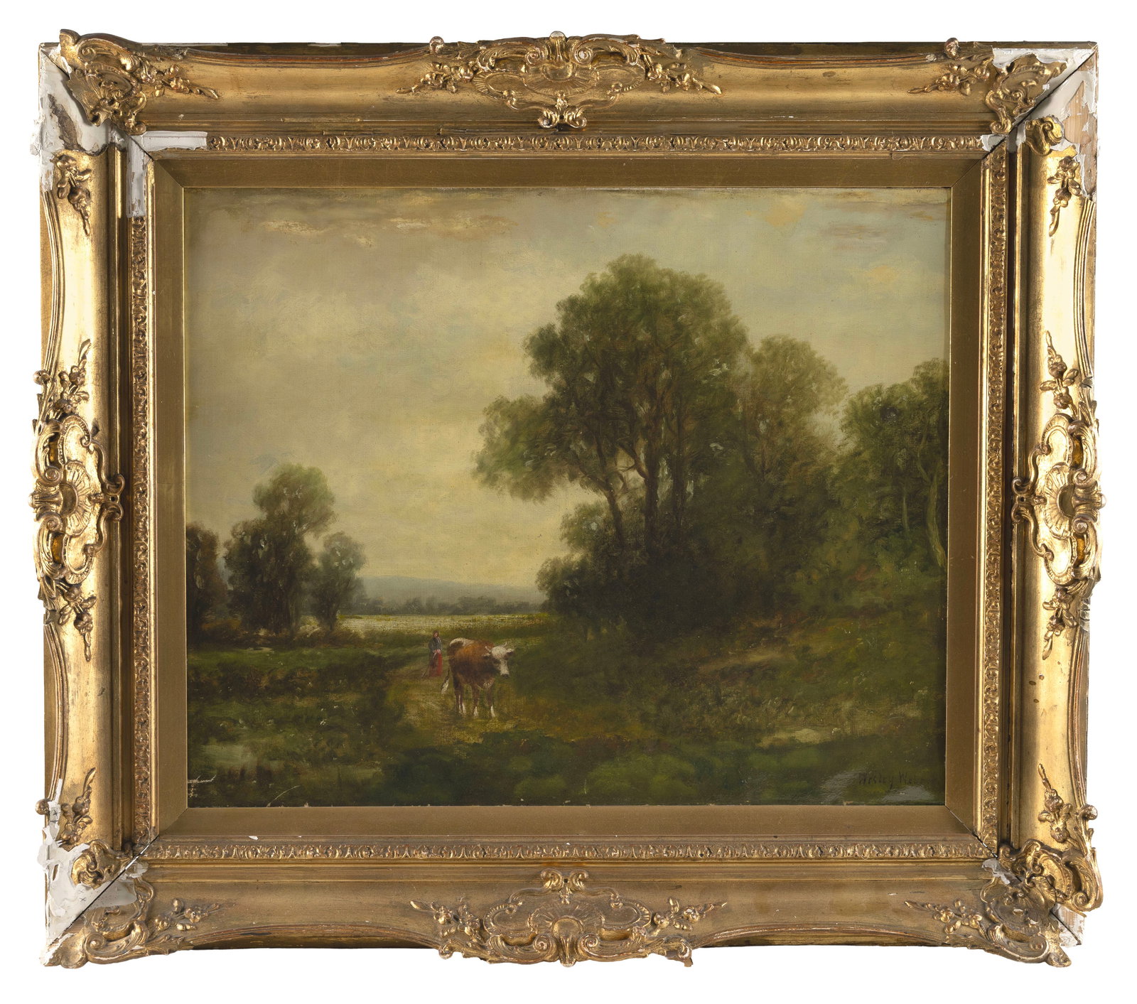 WESLEY ELBRIDGE WEBBER (Massachusetts/California/Maine, 1841-1914), Landscape with cattle., Oil on (1 of 2)
