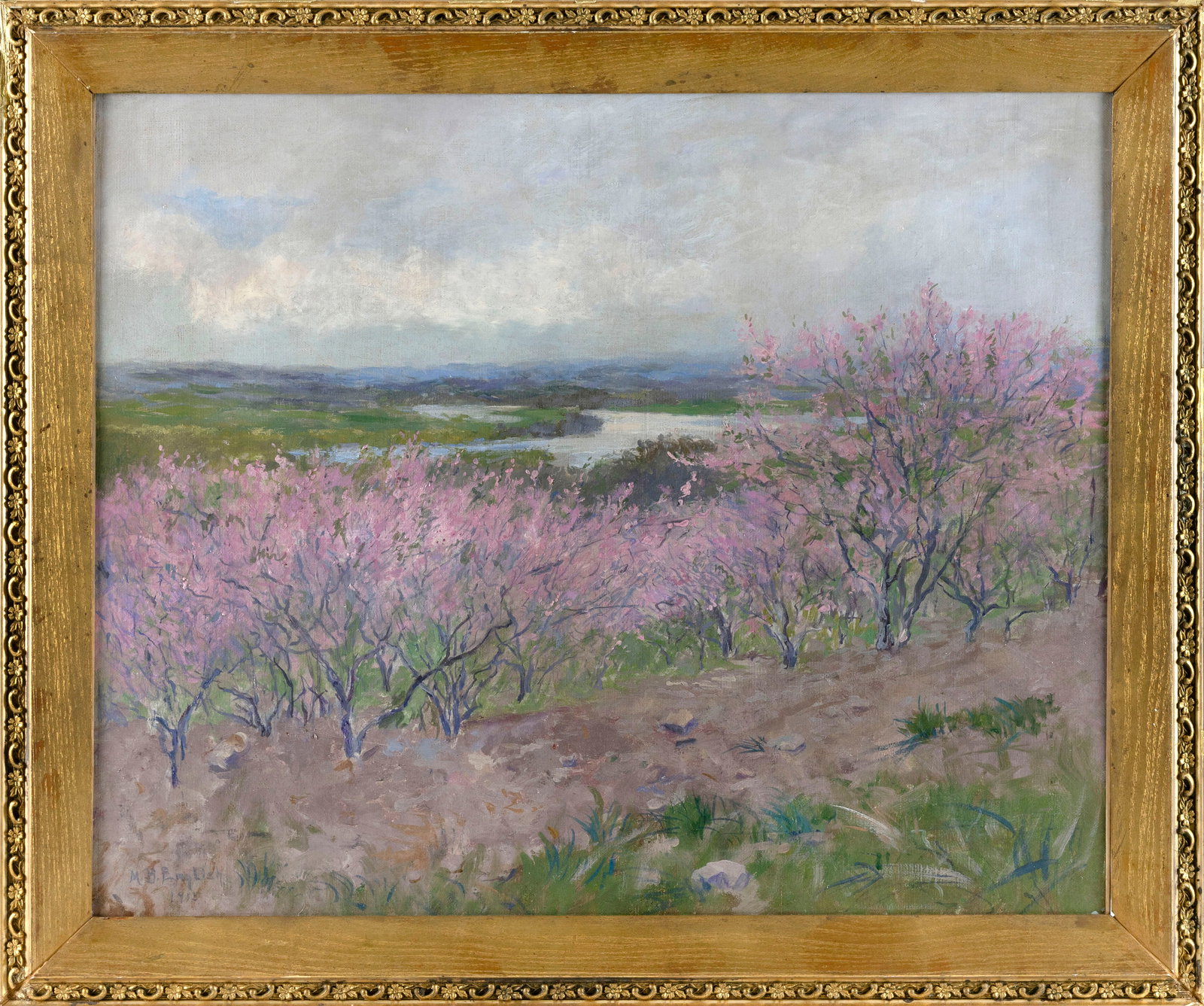 MABEL BACON PLIMPTON ENGLISH (Rhode Island/Connecticut, 1861-1944), Springtime landscape., Oil on (1 of 2)