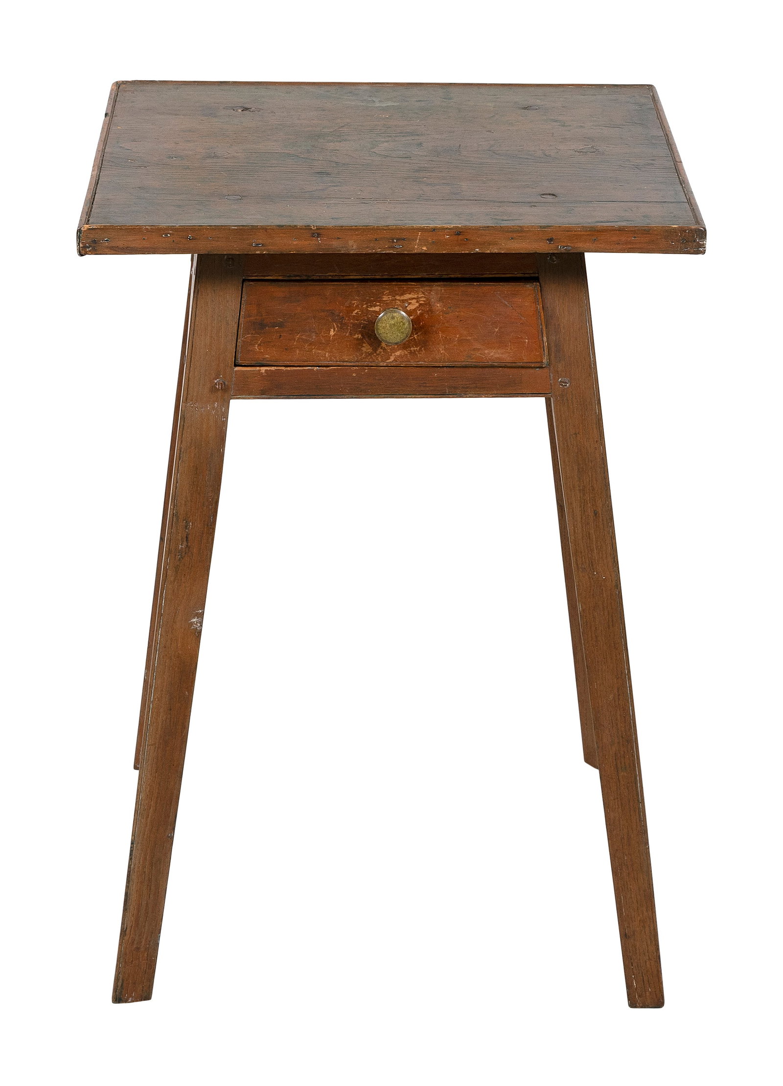 PINE ONE-DRAWER STAND WITH DOUBLE-SPLAYED LEGS 19th Century Height 28". Width 20". Depth 20". (1 of 1)