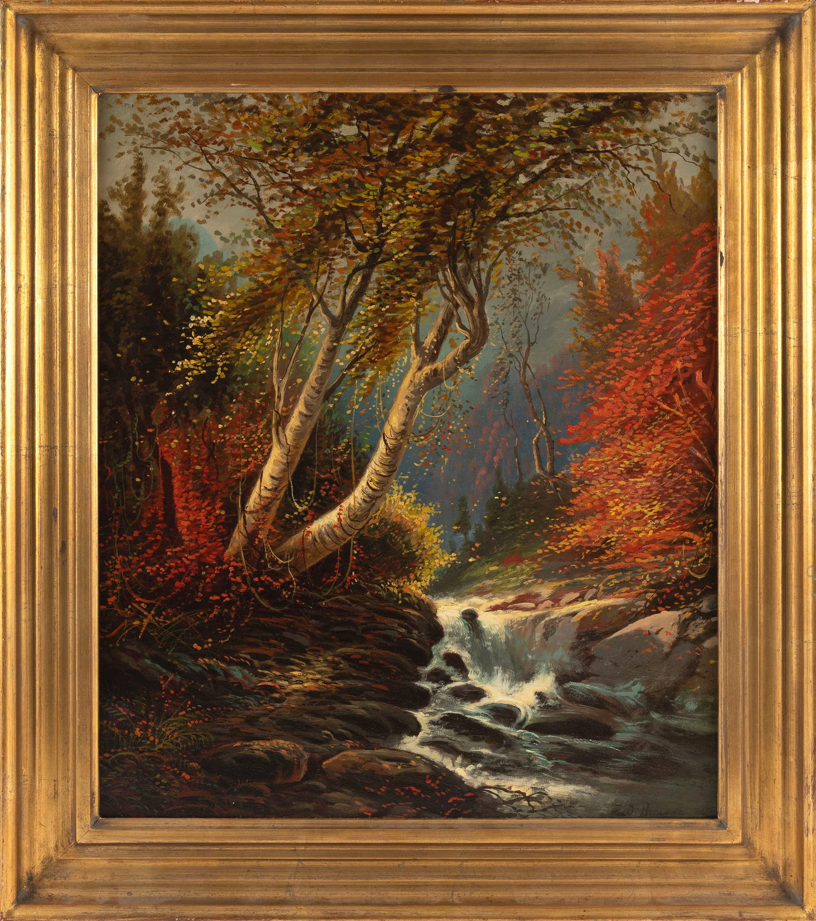FRANKLIN DULLIN BRISCOE (Pennsylvania/Maryland, 1844-1903), Autumnal river scene., Oil on canvas, (1 of 2)